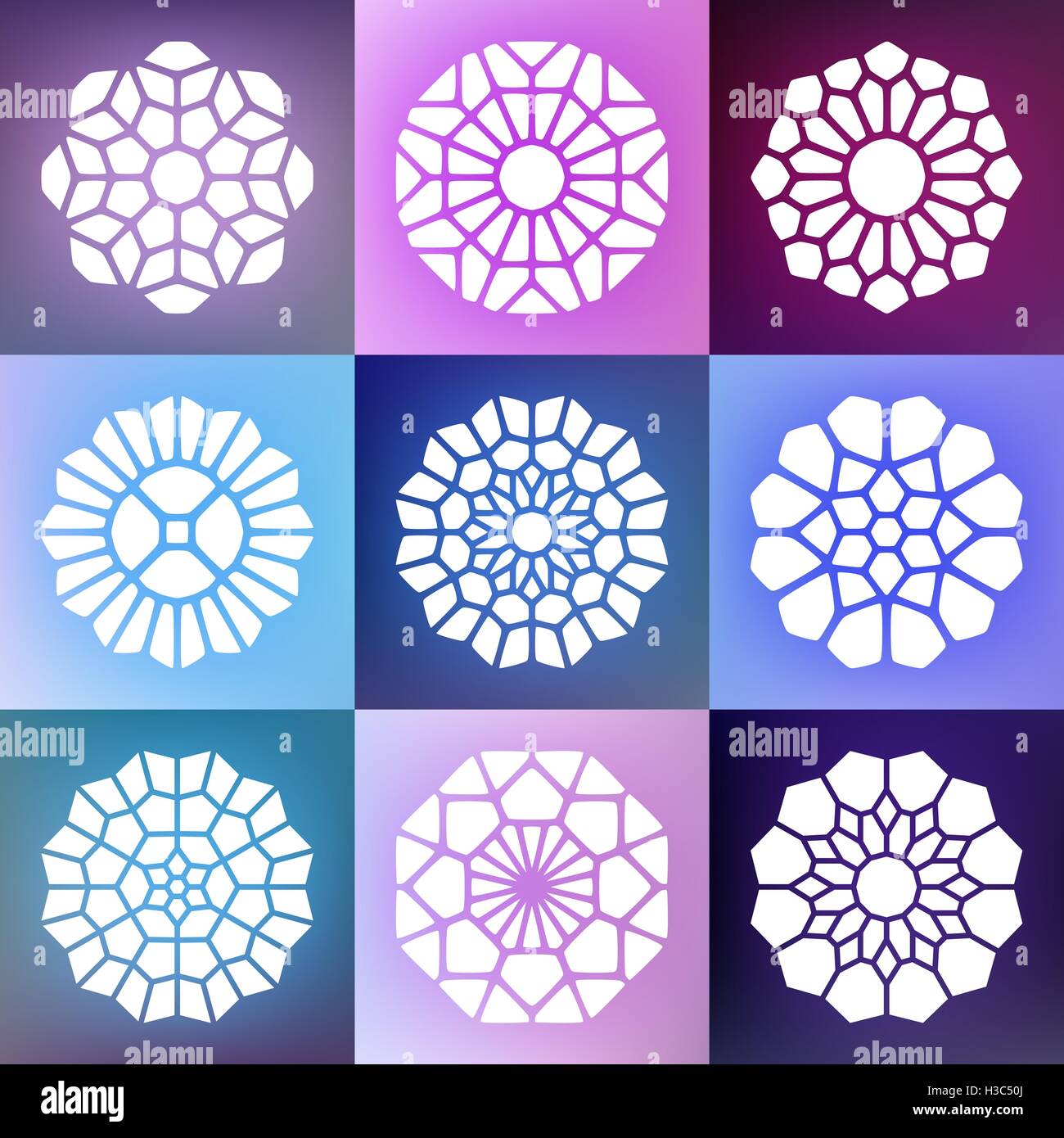Set of Nine Vector Mandala Decorative Ornaments Illustration Stock ...
