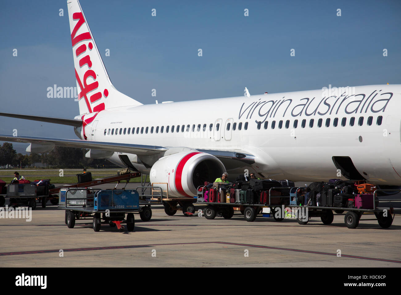 Virgin australia aeroplane on the tarmac at Adelaide airport, South Australia Stock Photo