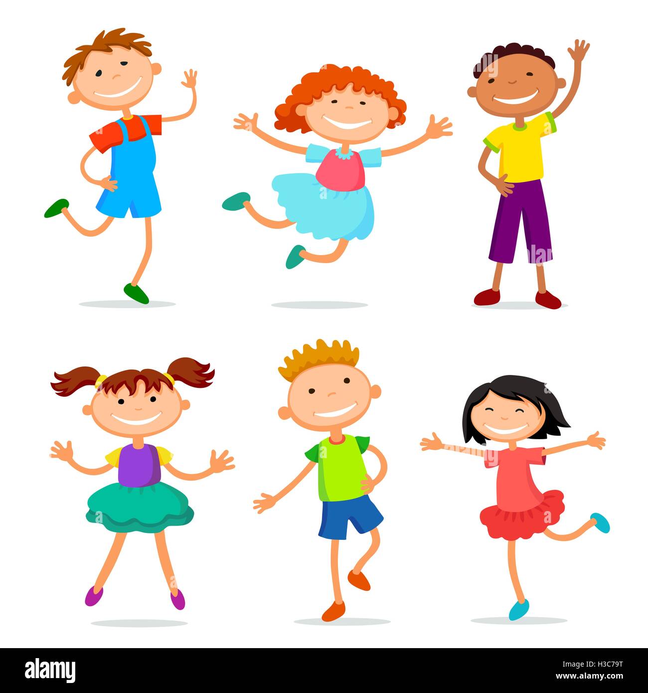 collection of happy children in different positions Stock Vector Image ...