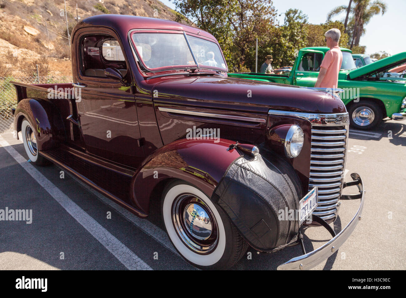 Laguna Beach, CA, USA - October 2, 2016: Maroon 1954 Chevrolet Truck displayed at the Rotary Club of Laguna Beach 2016 Classic C Stock Photo