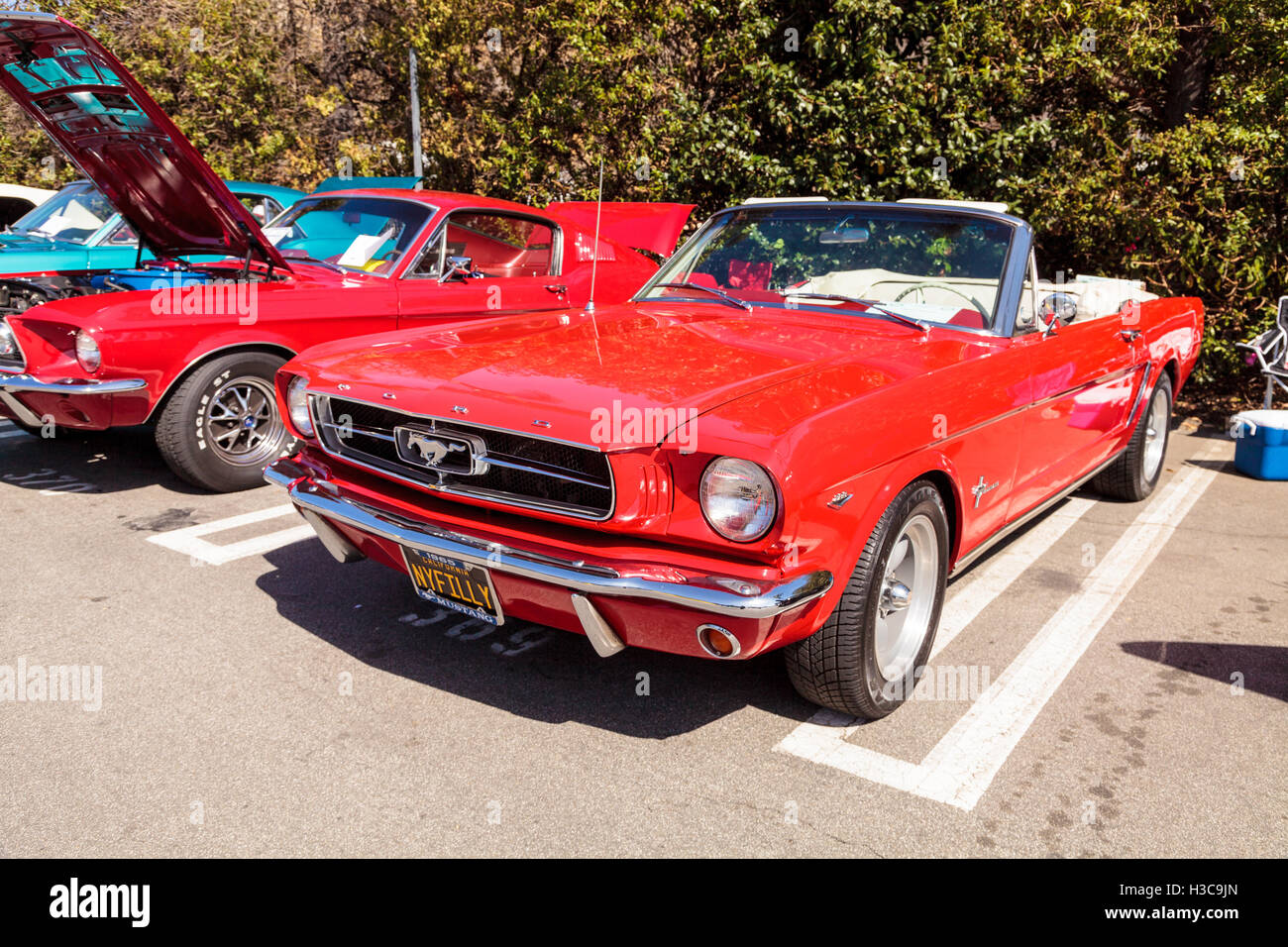 Laguna Beach, CA, USA - October 2, 2016: Red 1965 Ford Mustang owned by ...