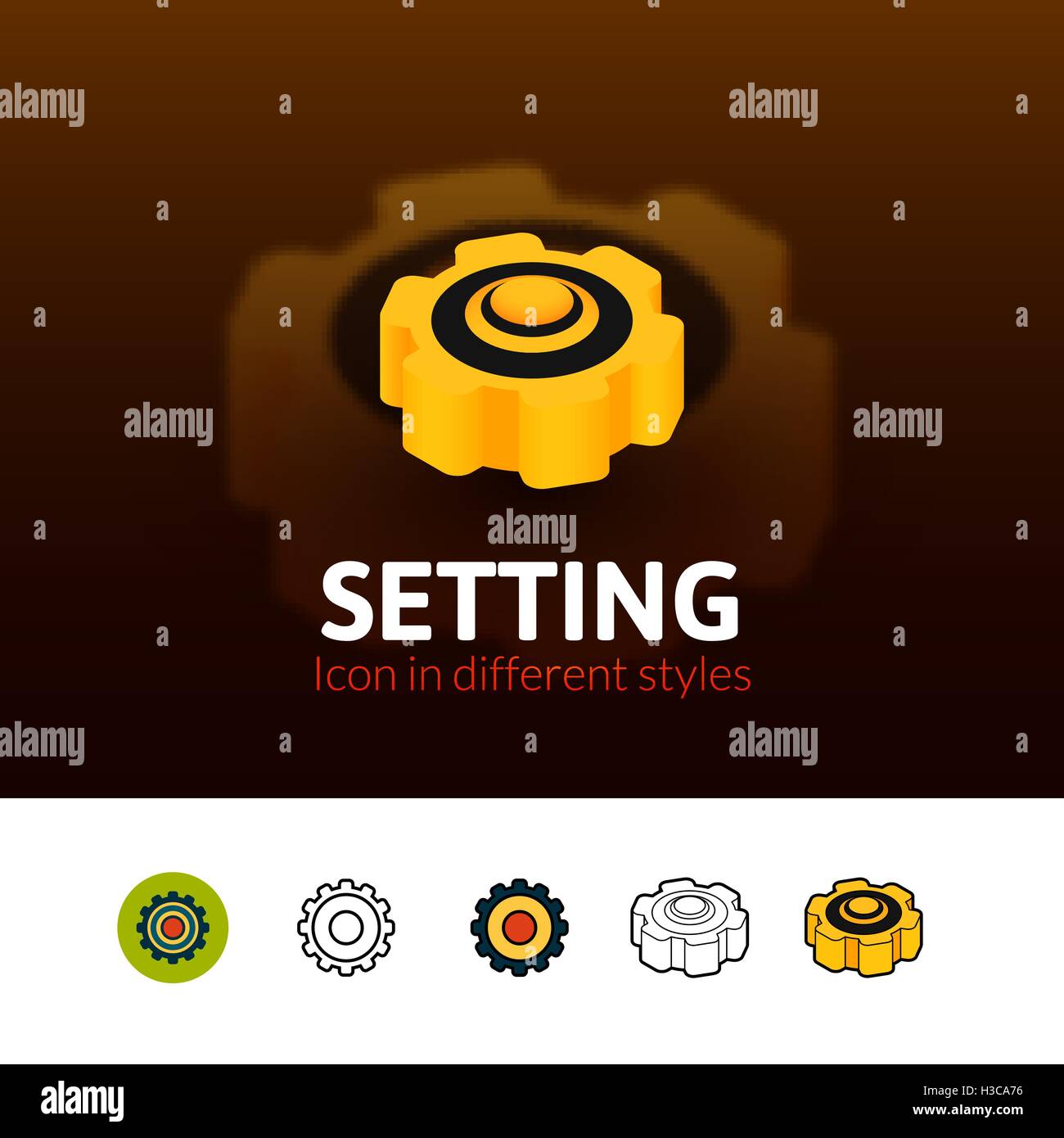 Setting icon in different style Stock Vector Image & Art - Alamy