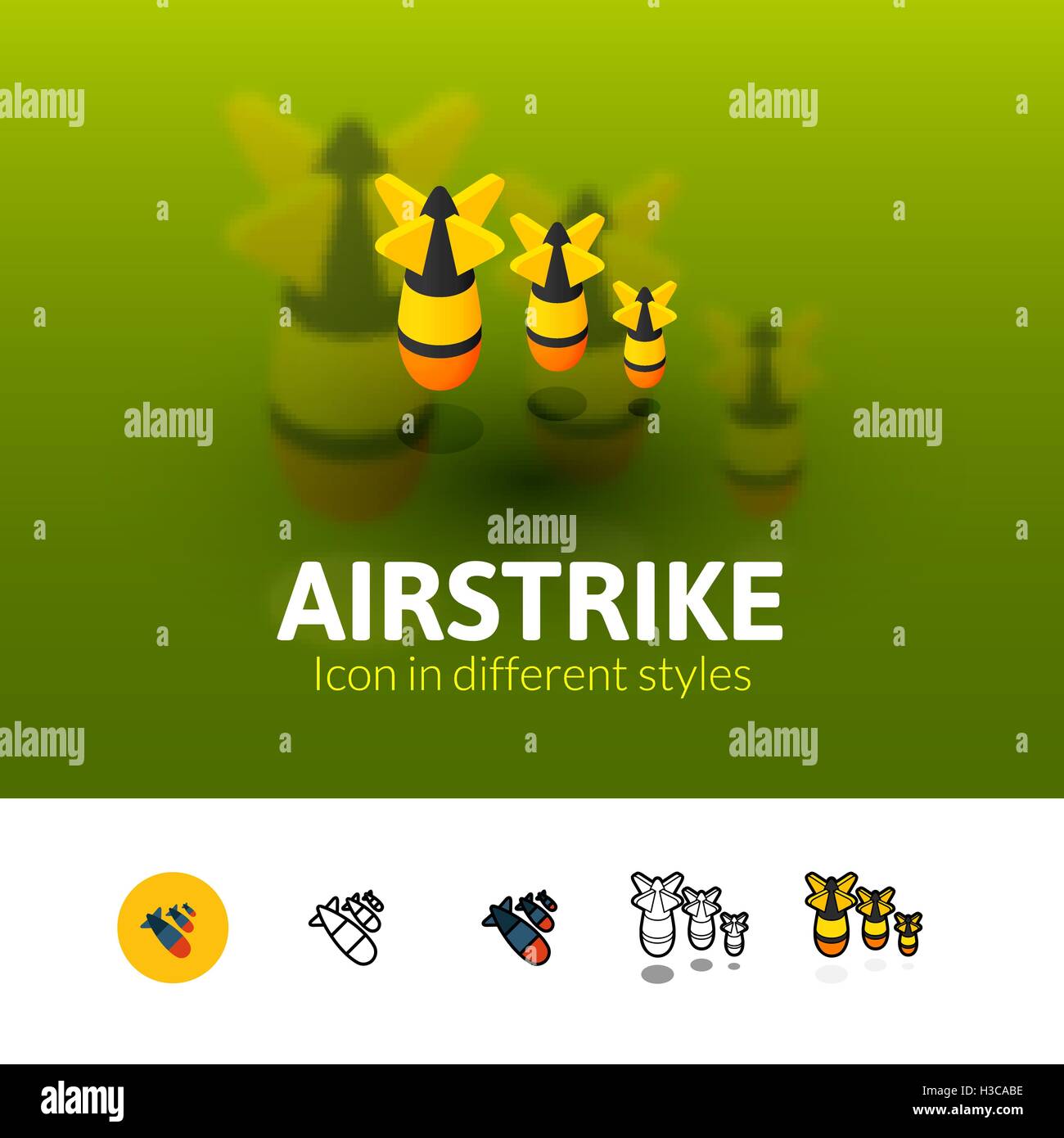 Airstrike icon in different style Stock Vector