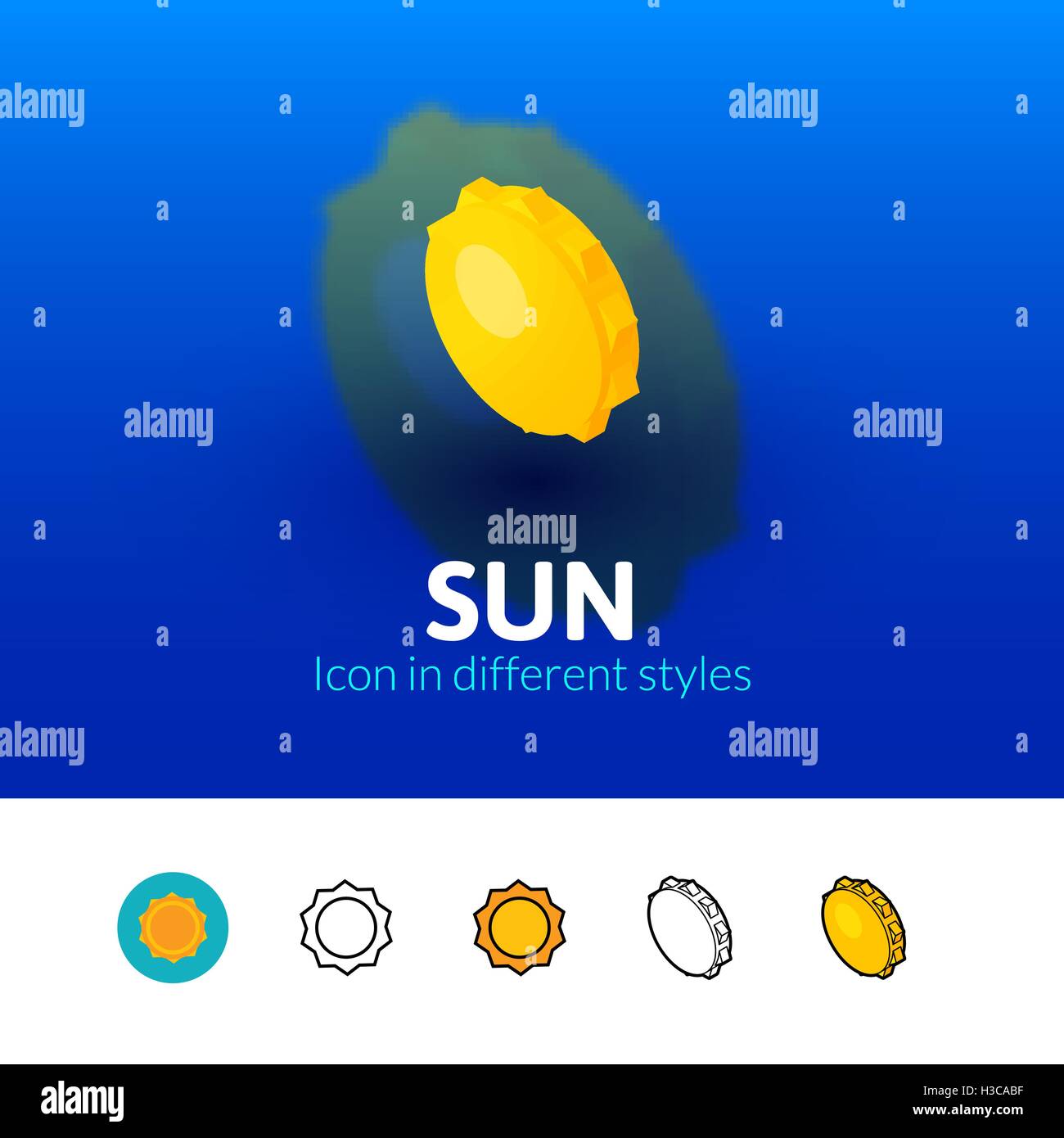 Sun icon in different style Stock Vector Image & Art - Alamy