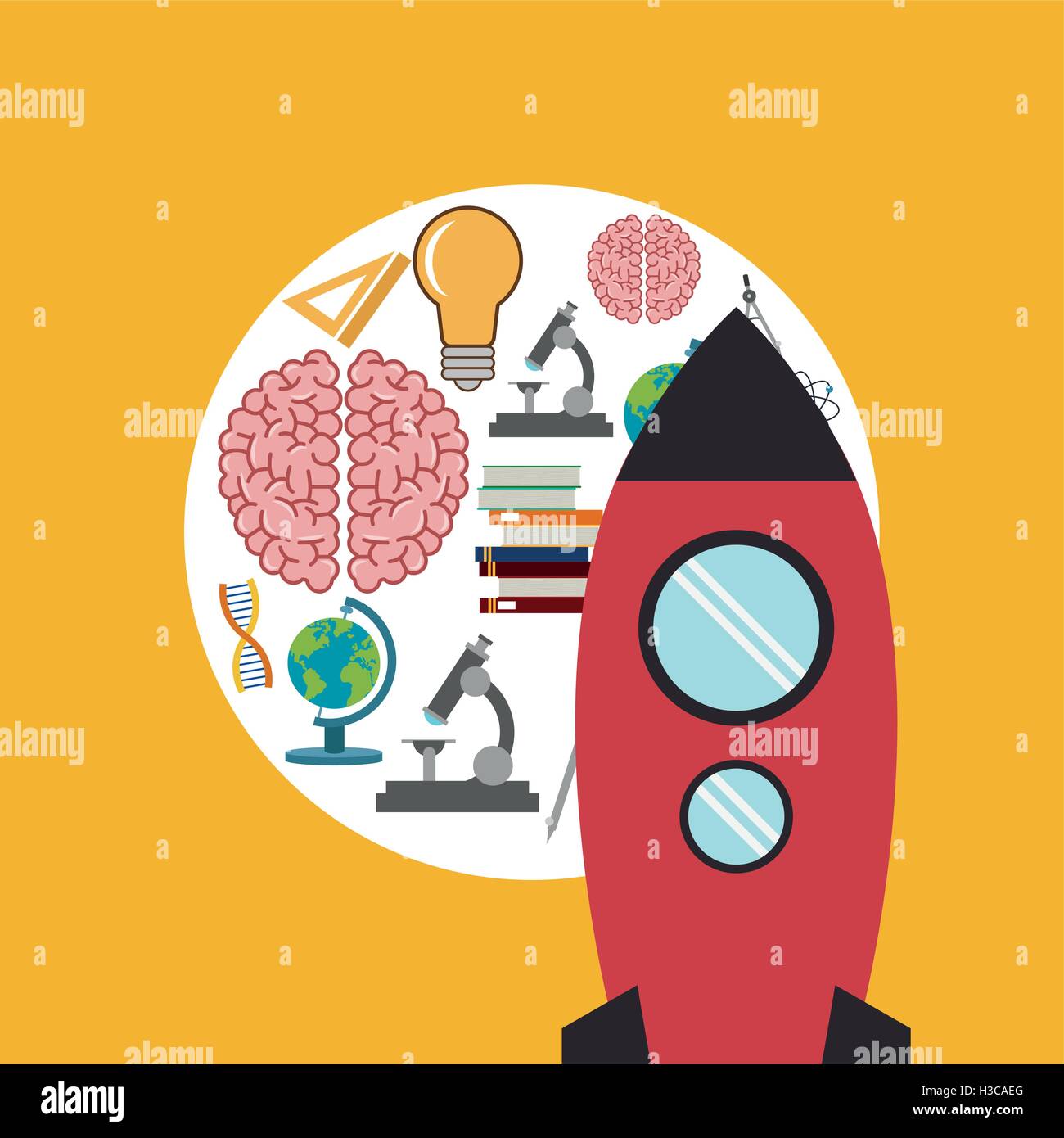 rocket with science related icons image Stock Vector Image & Art - Alamy