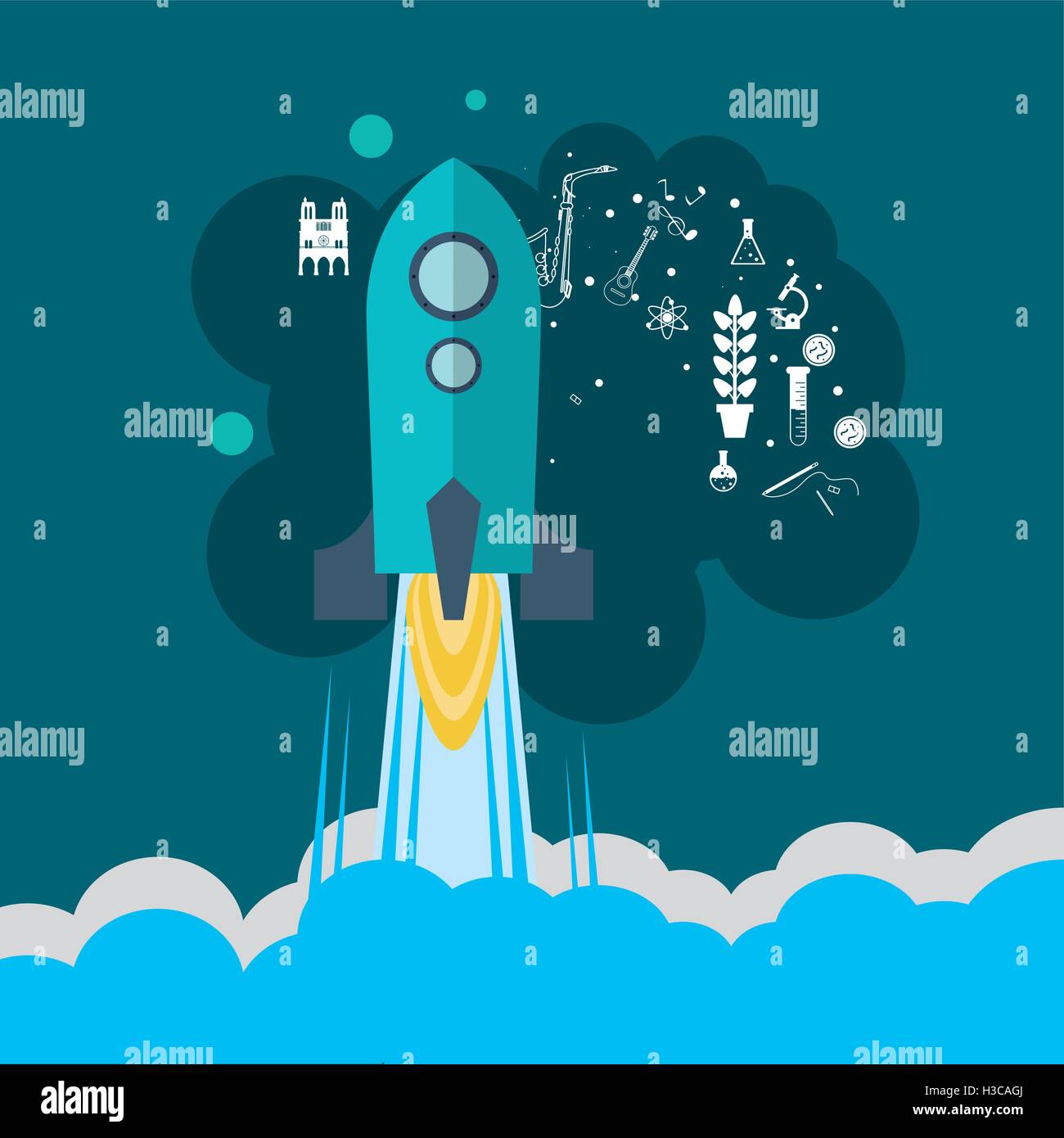 rocket with science related icons image Stock Vector Image & Art - Alamy