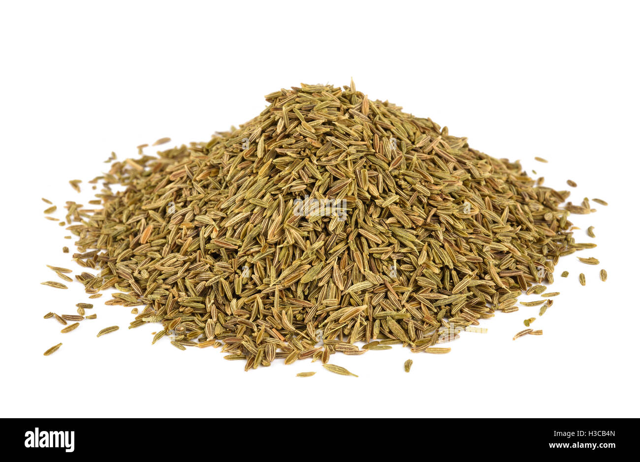 Cumin seeds (caraway) pile isolated on white Stock Photo