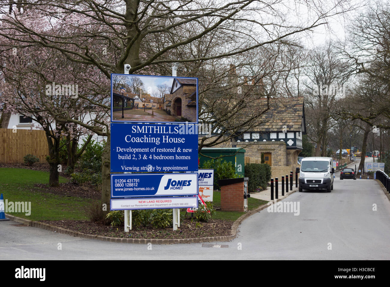 Part of Smithills coaching house, Bolton, with the building and site's redevelopment for residential use well advanced. Stock Photo