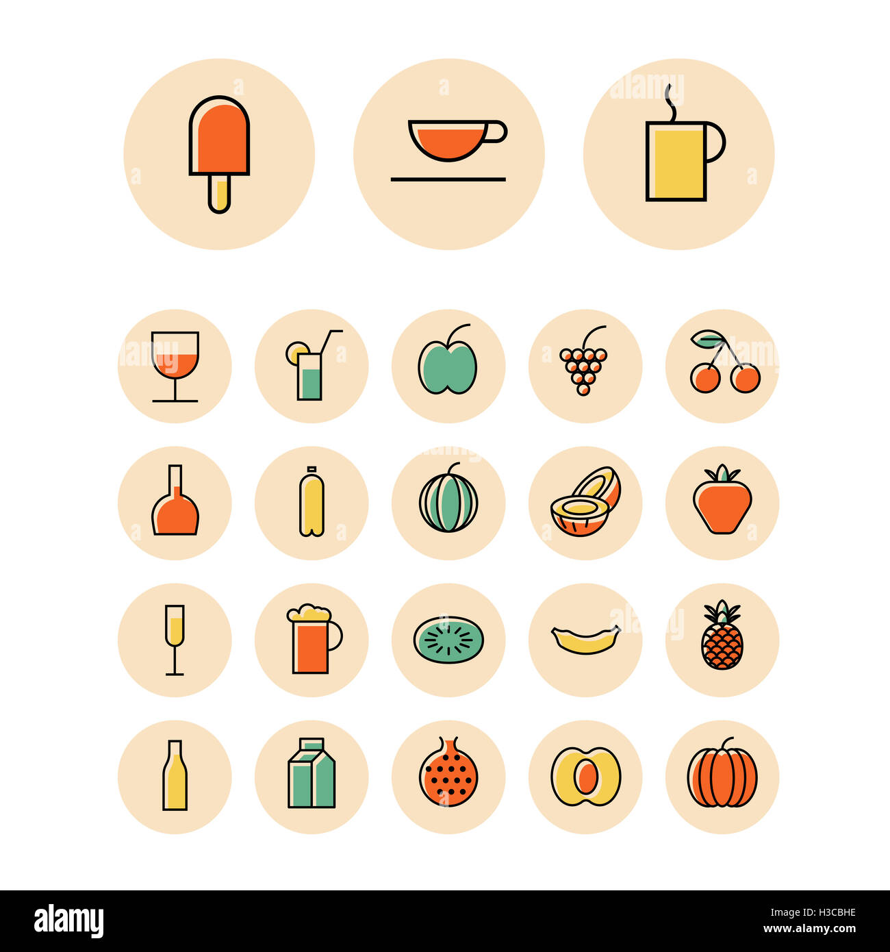 Thin line icons for food and drinks Stock Photo - Alamy