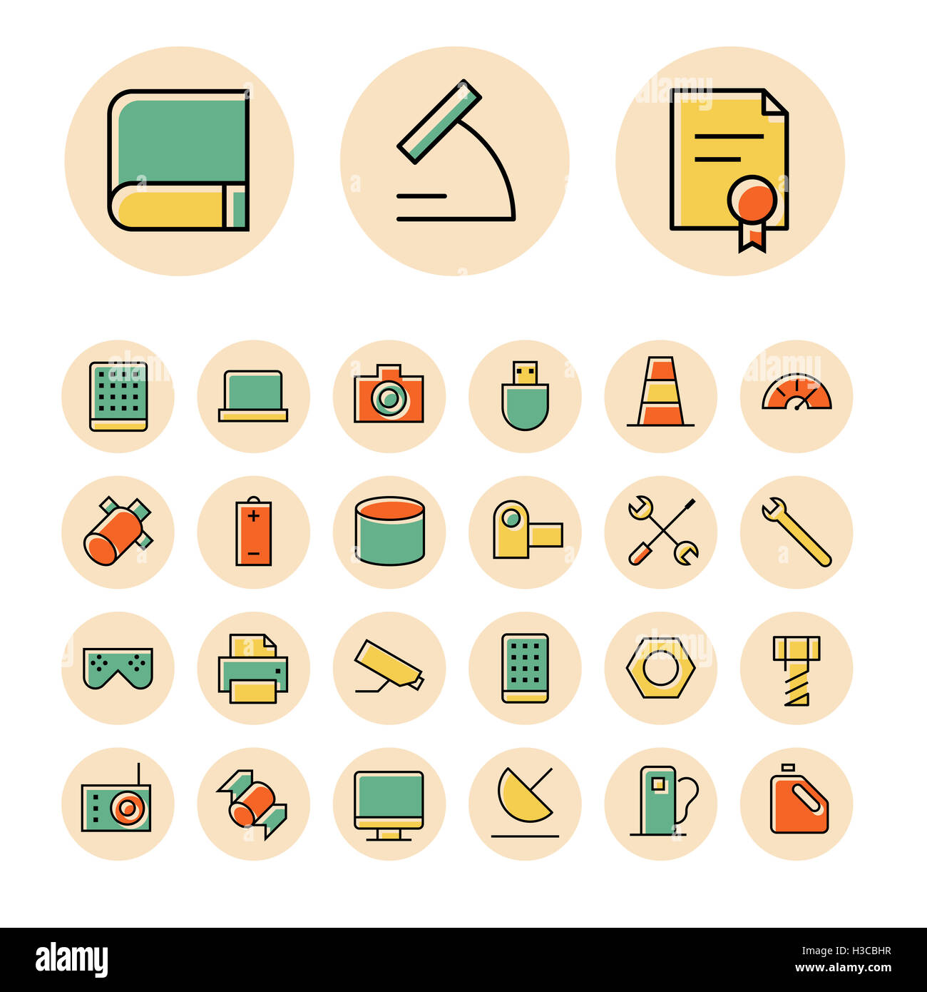 Thin line icons for science and technology Stock Photo - Alamy