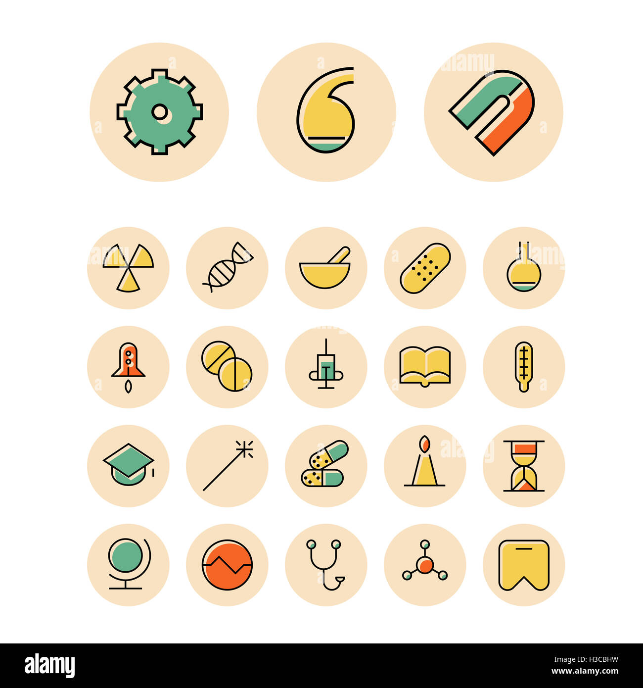 Thin line icons for science and medical Stock Photo - Alamy