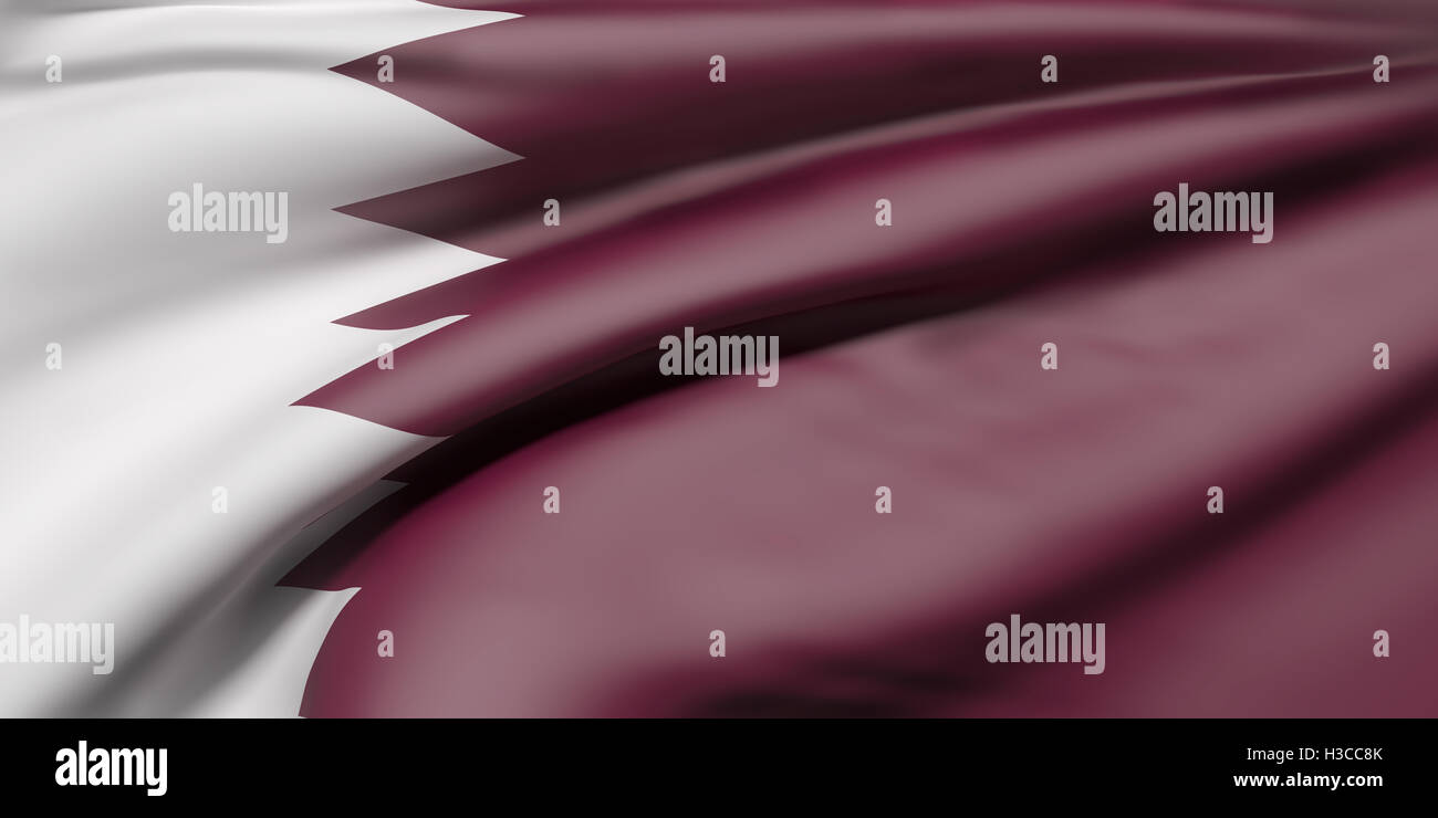 3d rendering of Qatar flag waving Stock Photo - Alamy