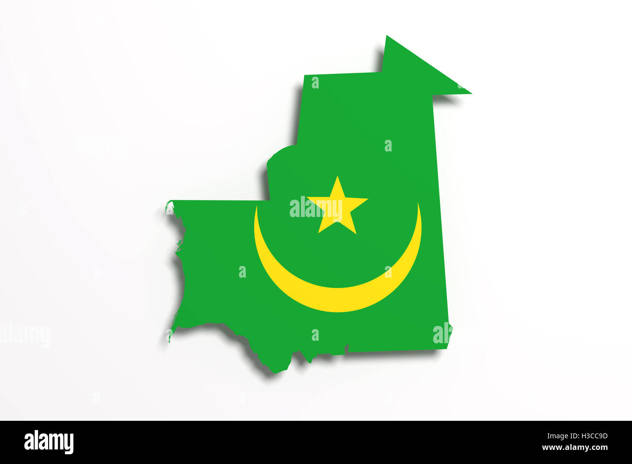 3d rendering of Mauritania map and flag on white background Stock Photo ...