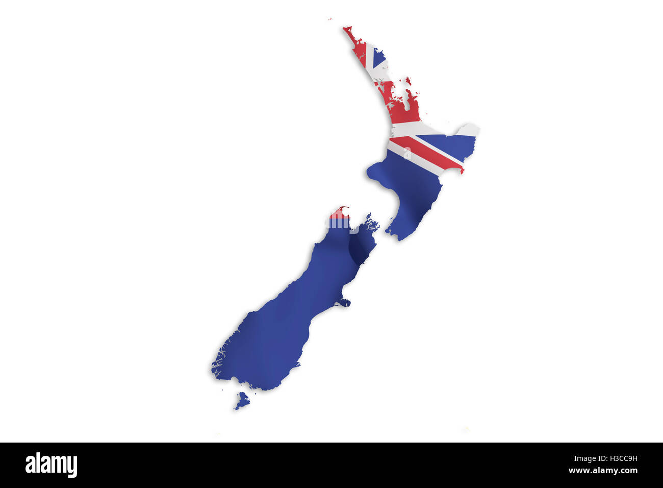 3d rendering of a New Zealand map and flag Stock Photo