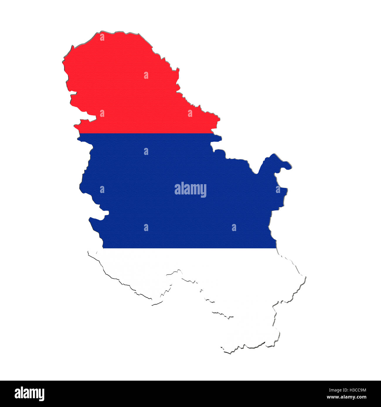 3d rendering of Serbia map and flag on white background. Stock Photo