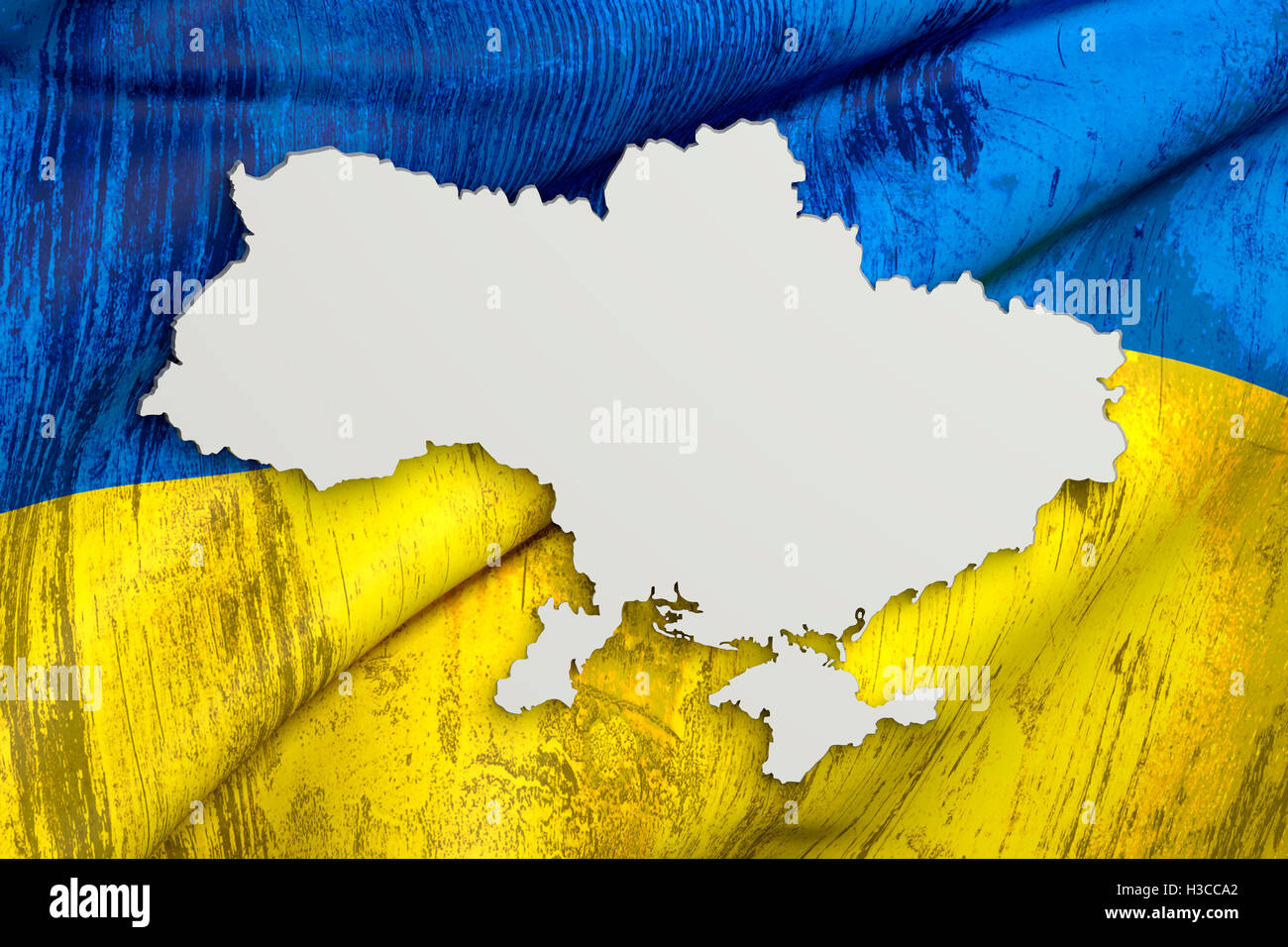 3d rendering of Ukraine map and old flag on background Stock Photo - Alamy