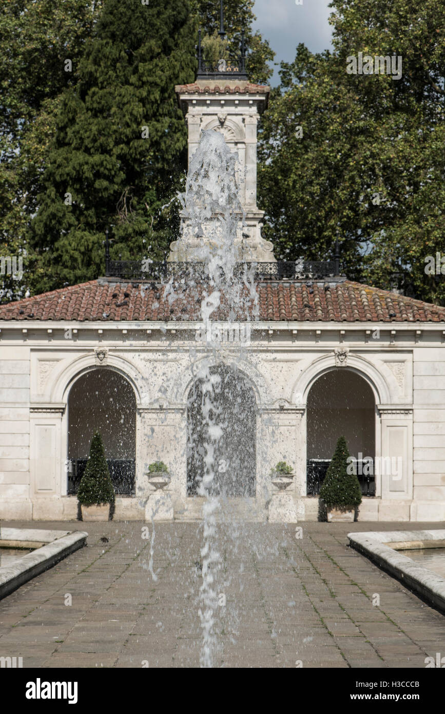 Water features at the Italian Gardens in Hyde Park, London, UK Stock