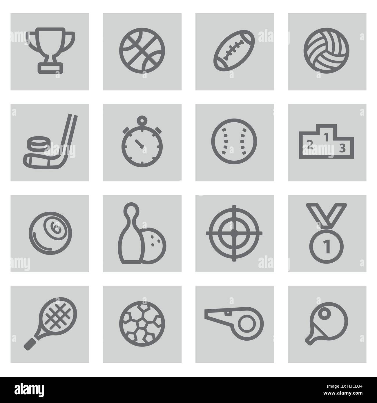 Vector black line sport icons set on grey background Stock Vector Image ...
