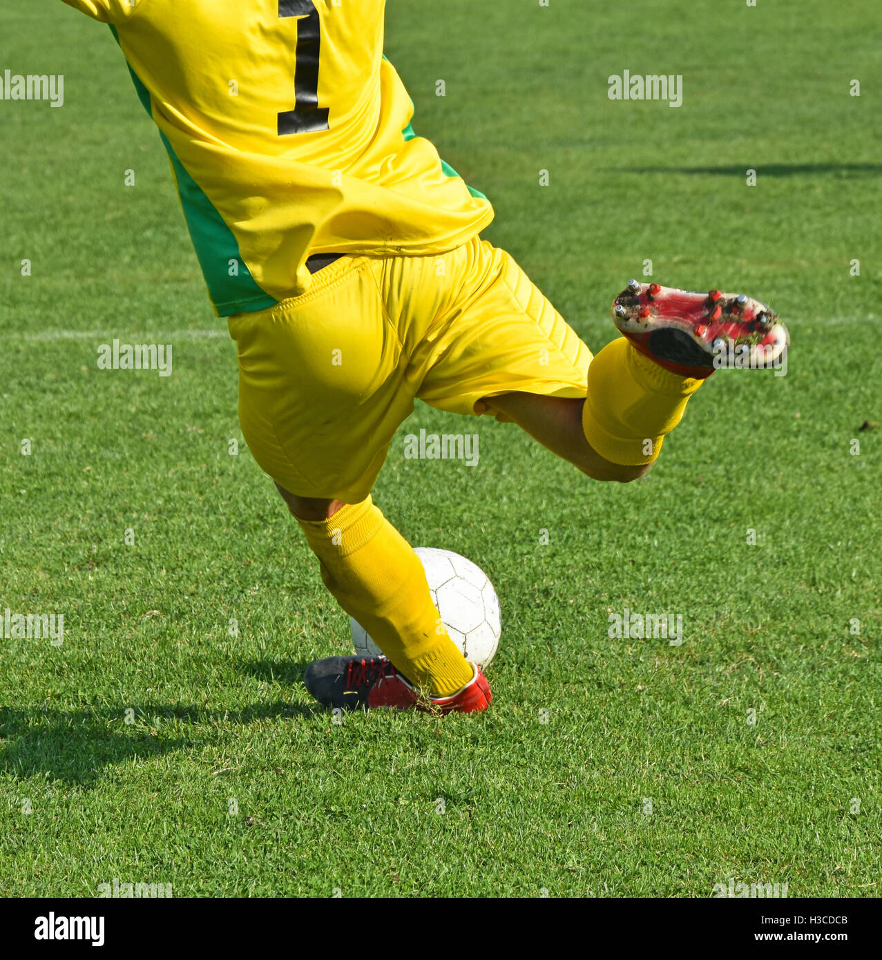 Goalkeeper Rushing Out Kicking leg out hi-res stock photography and images - Alamy