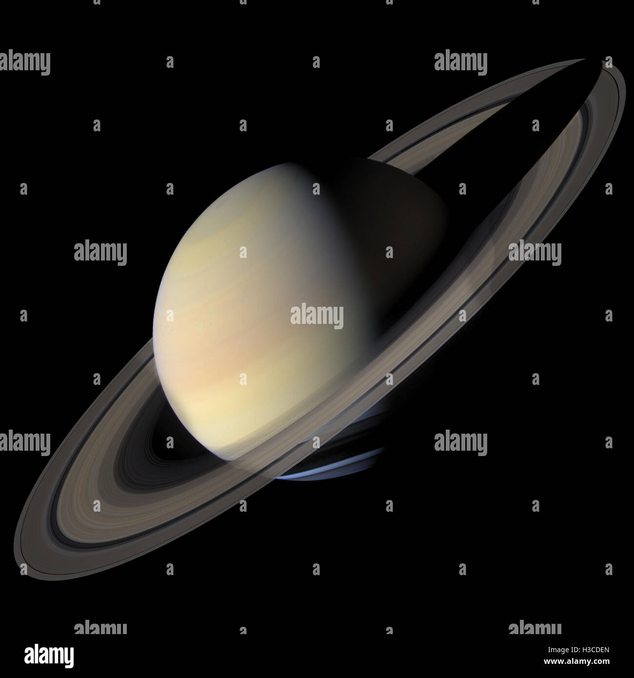 Solar System - Saturn. Isolated planet on black background. Elements of this image furnished by NASA Stock Photo