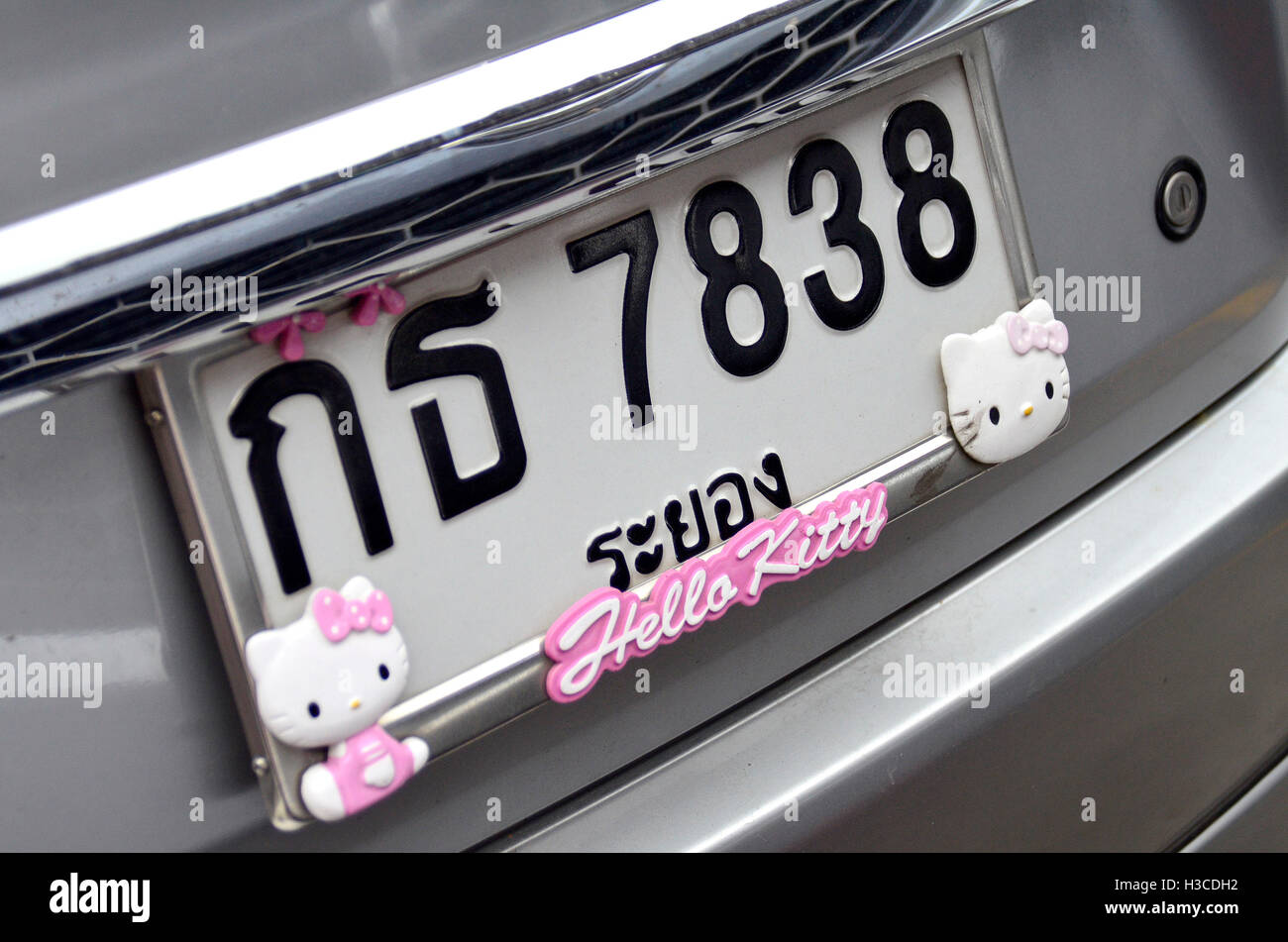 hello kitty number plate in bangkok, thailand Stock Photo