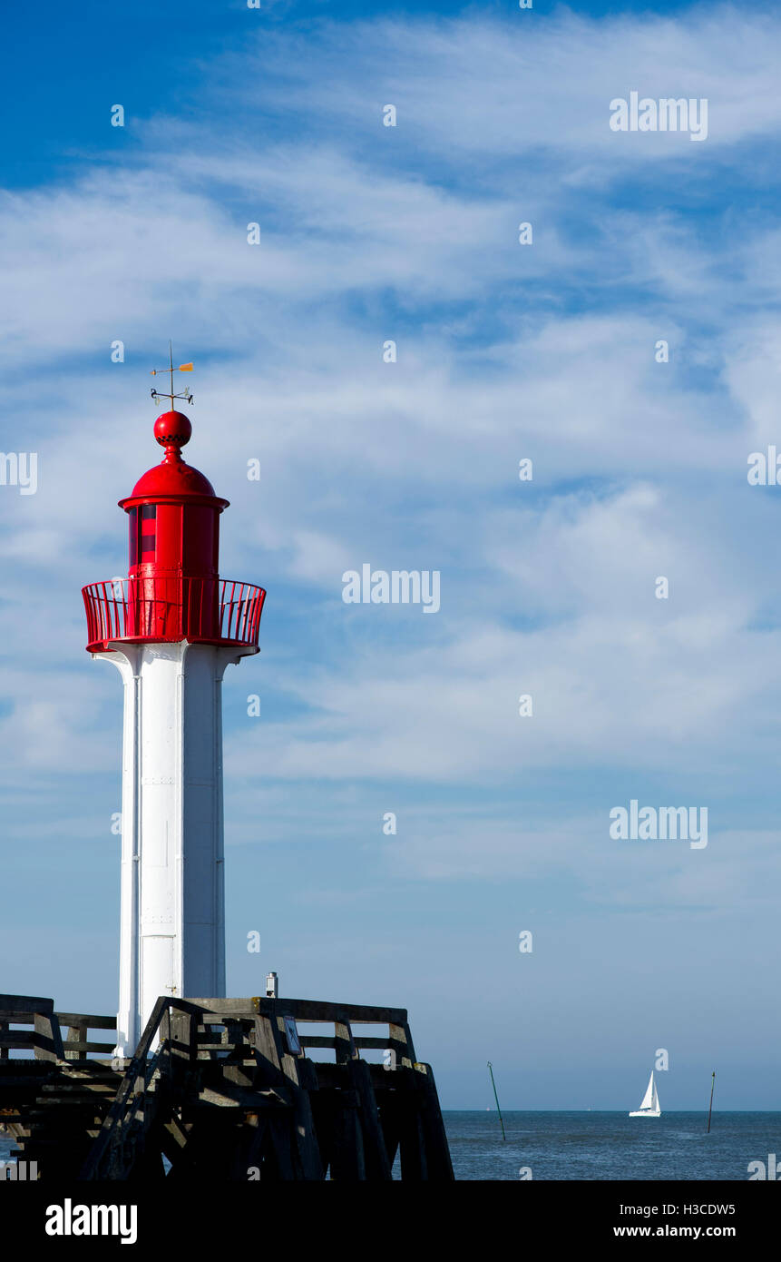Lighthouse at Trouville-sur-Mer, Normandy, France Stock Photo