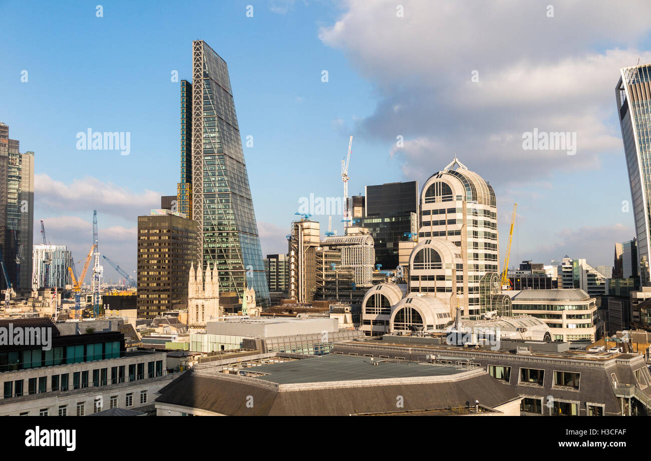Commercial real estate property industry: landscape of the Leadenhall Building (Cheesegrater), Lloyds Building  and 20 Gracechurch Street, London EC3 Stock Photo