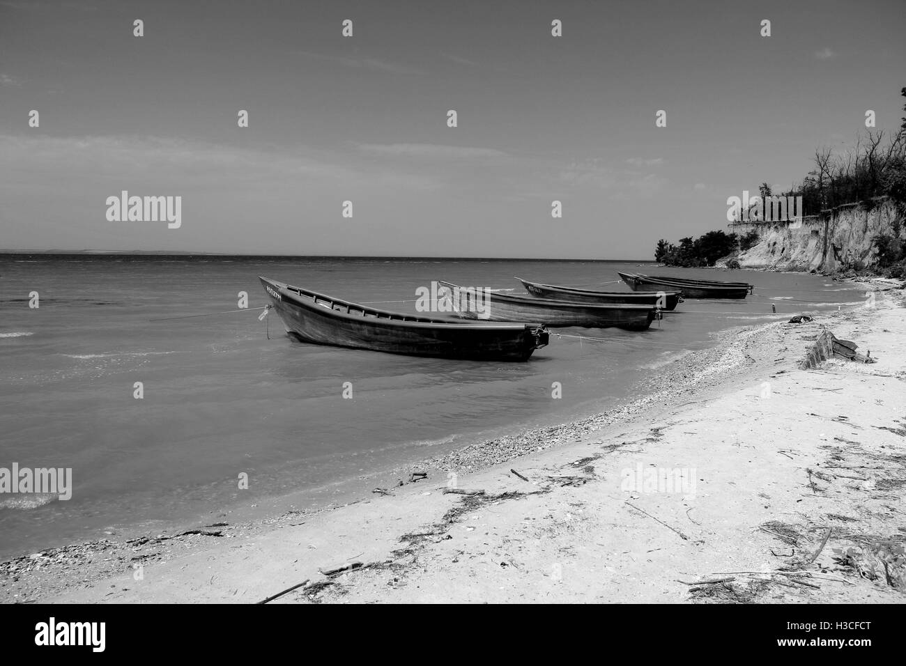 Waterscape with boat Black and White Stock Photos & Images - Alamy
