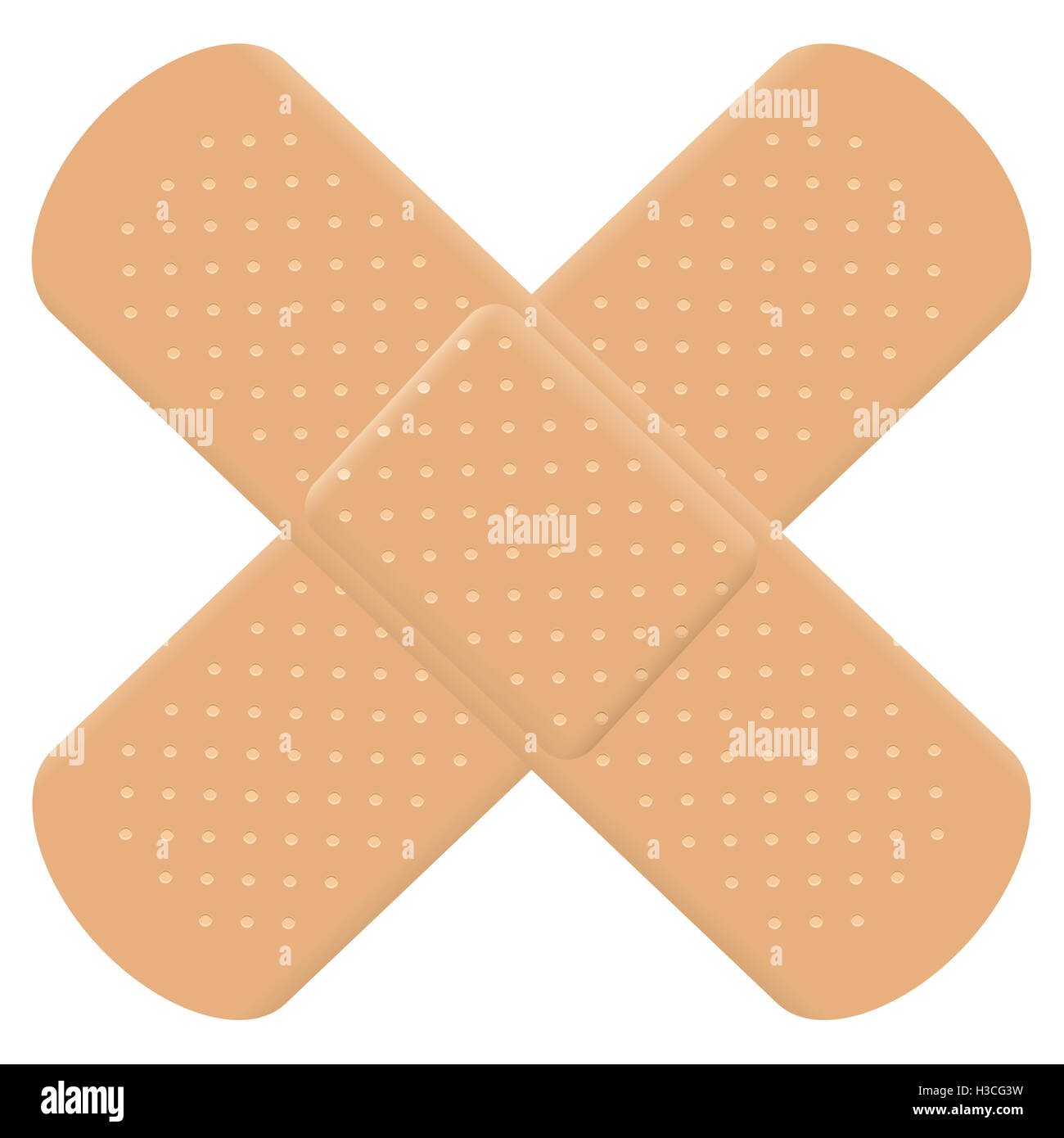 Adhesive bandage cross symbol - crisscrossed plasters. Stock Photo