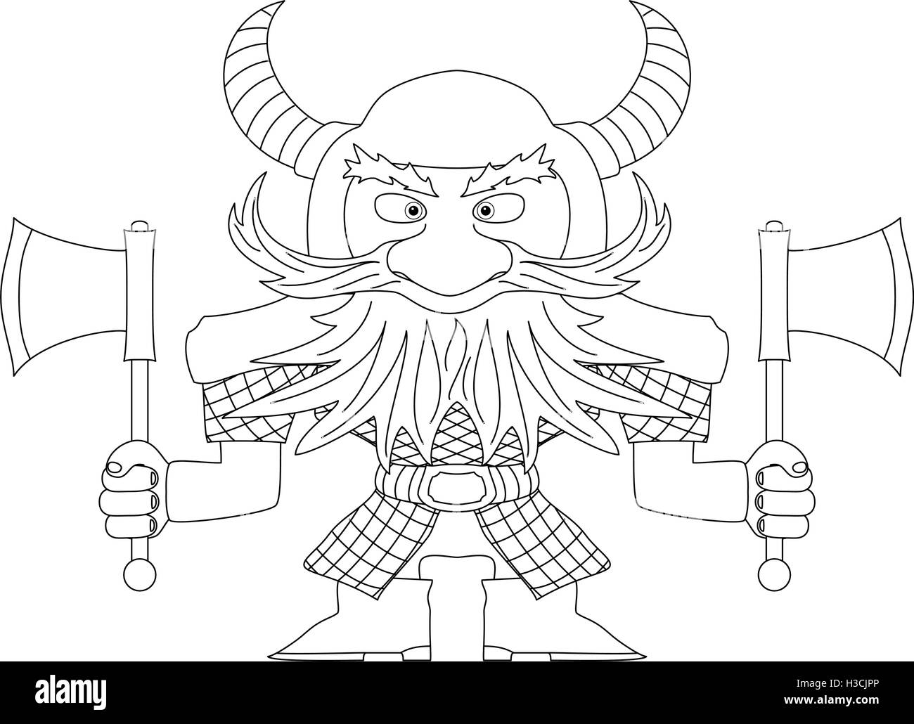 Dwarf warrior, contour Stock Vector