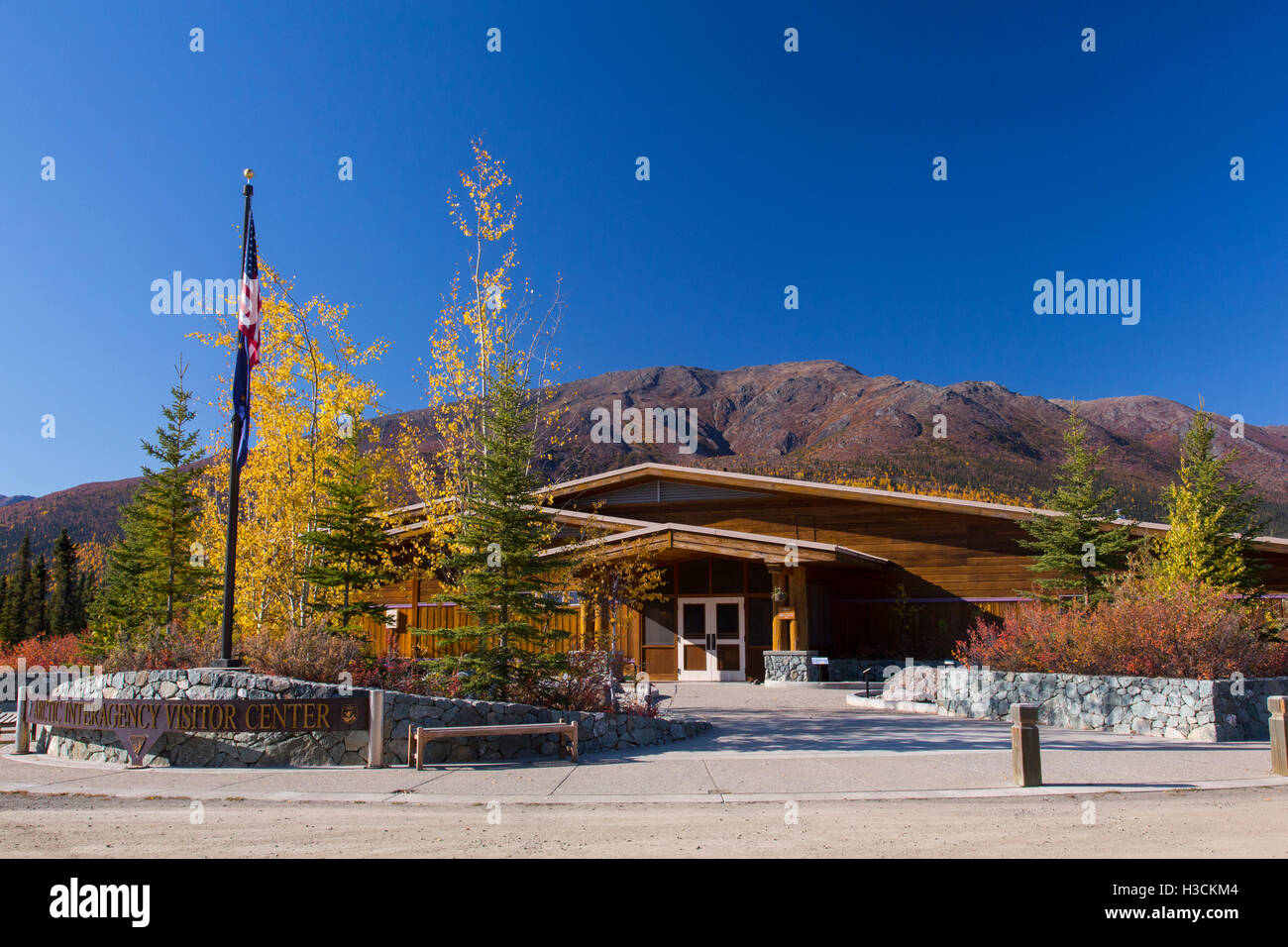 Arctic Interagency Visitor Center, Dalton Highway, Alaska Stock Photo