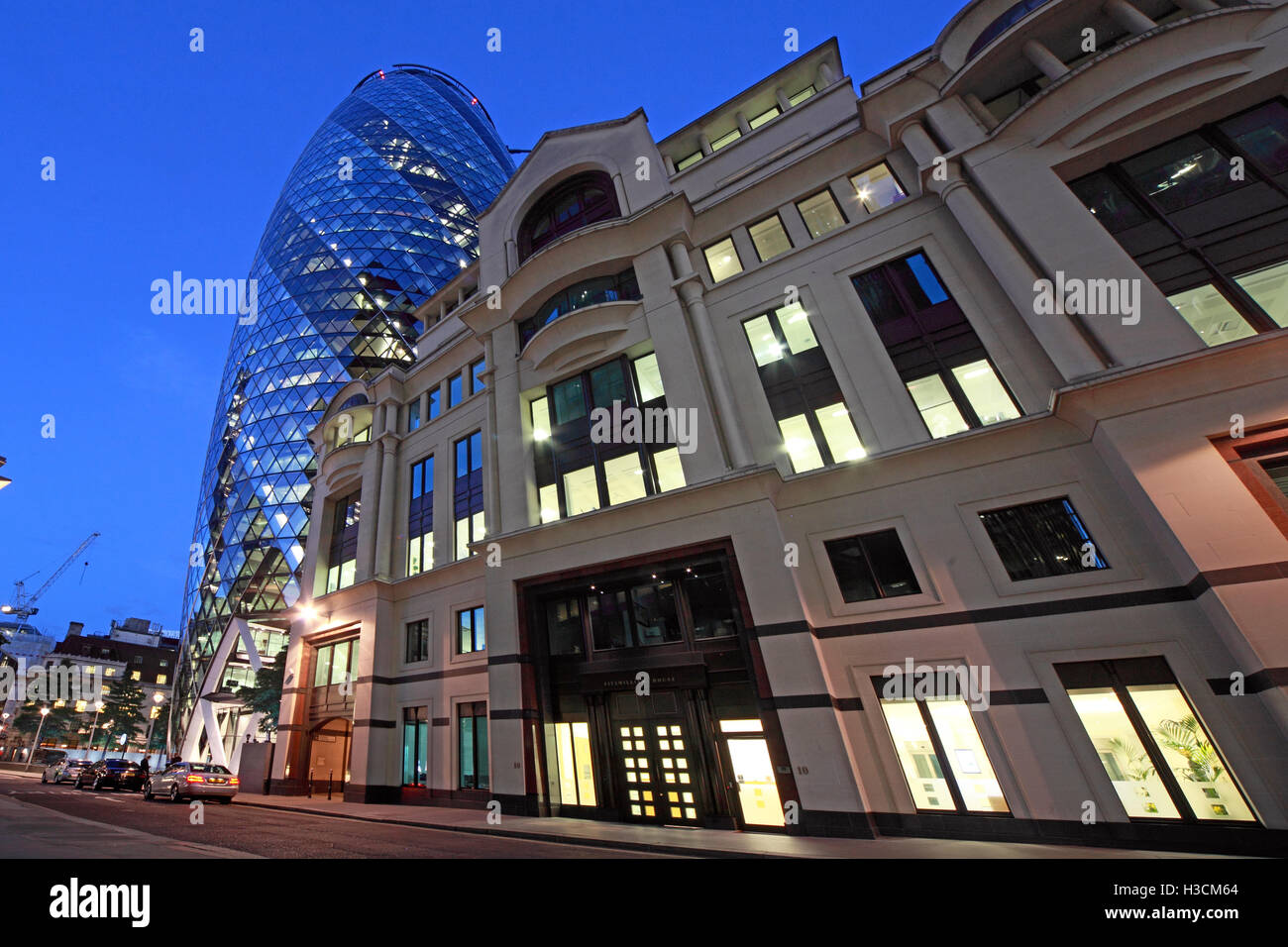 Financial heart of London, City of London, South East England, Uk at dusk Stock Photo