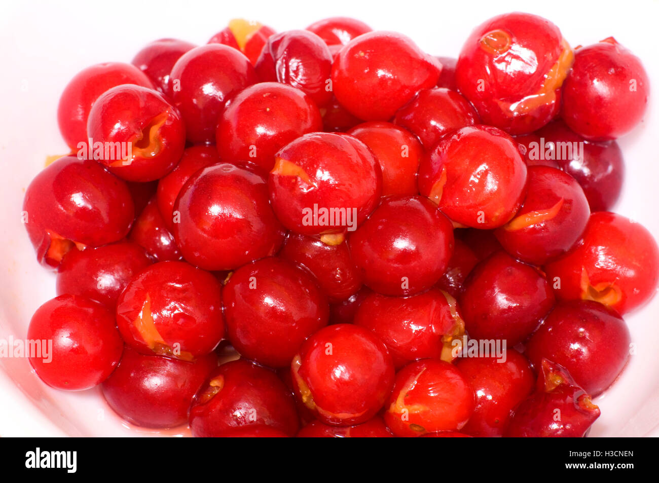 Pitted pie cherries, Marion County, Oregon Stock Photo