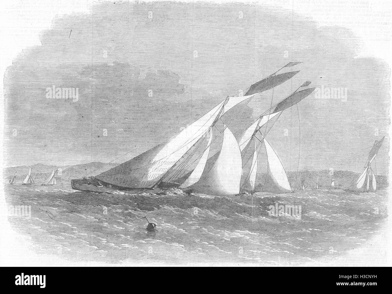 ROYAL LONDON YACHT CLUB Struggle Coalhouse Pt; Phantom; Queen; Chrystabel 1861. The Illustrated London News Stock Photo