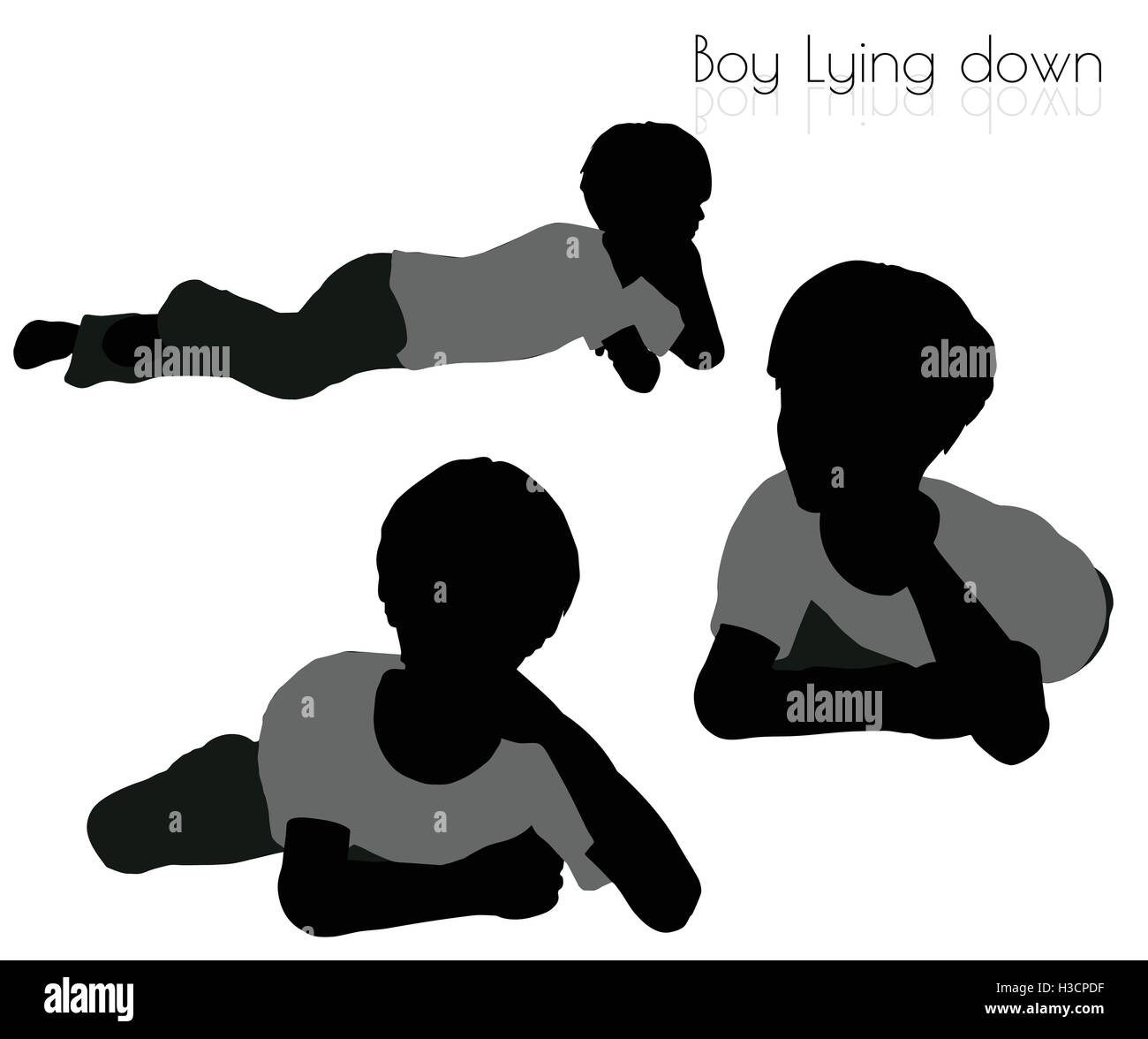 EPS 10 vector illustration of boy in Lying down pose on white background Stock Vector