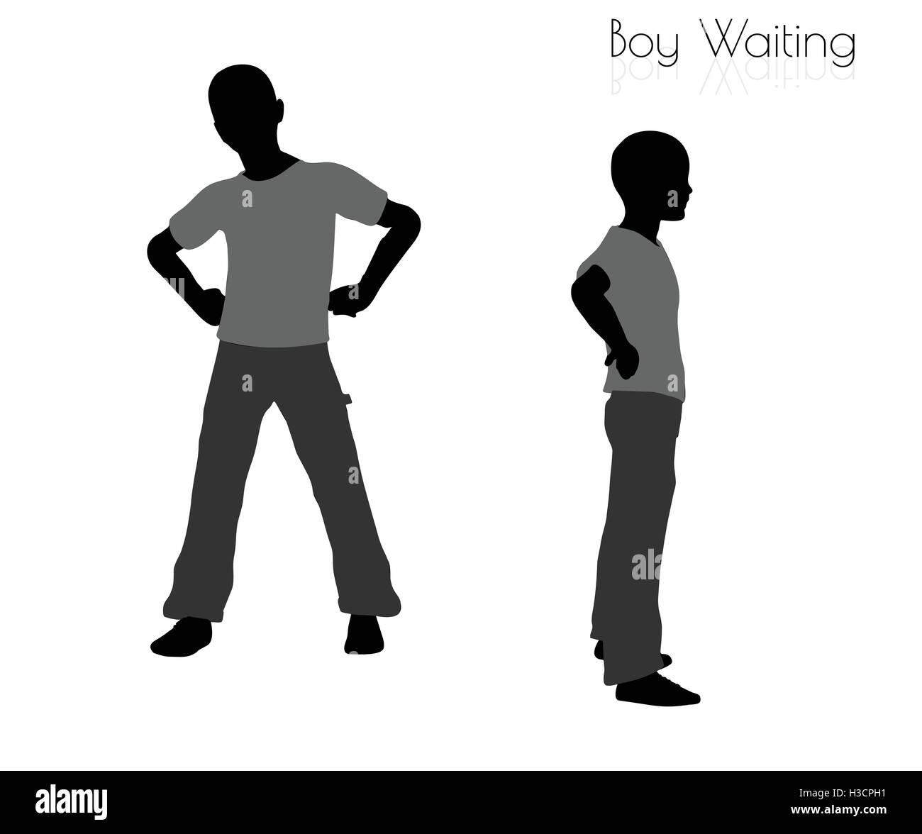 EPS 10 vector illustration of boy in Waiting pose on white background Stock Vector