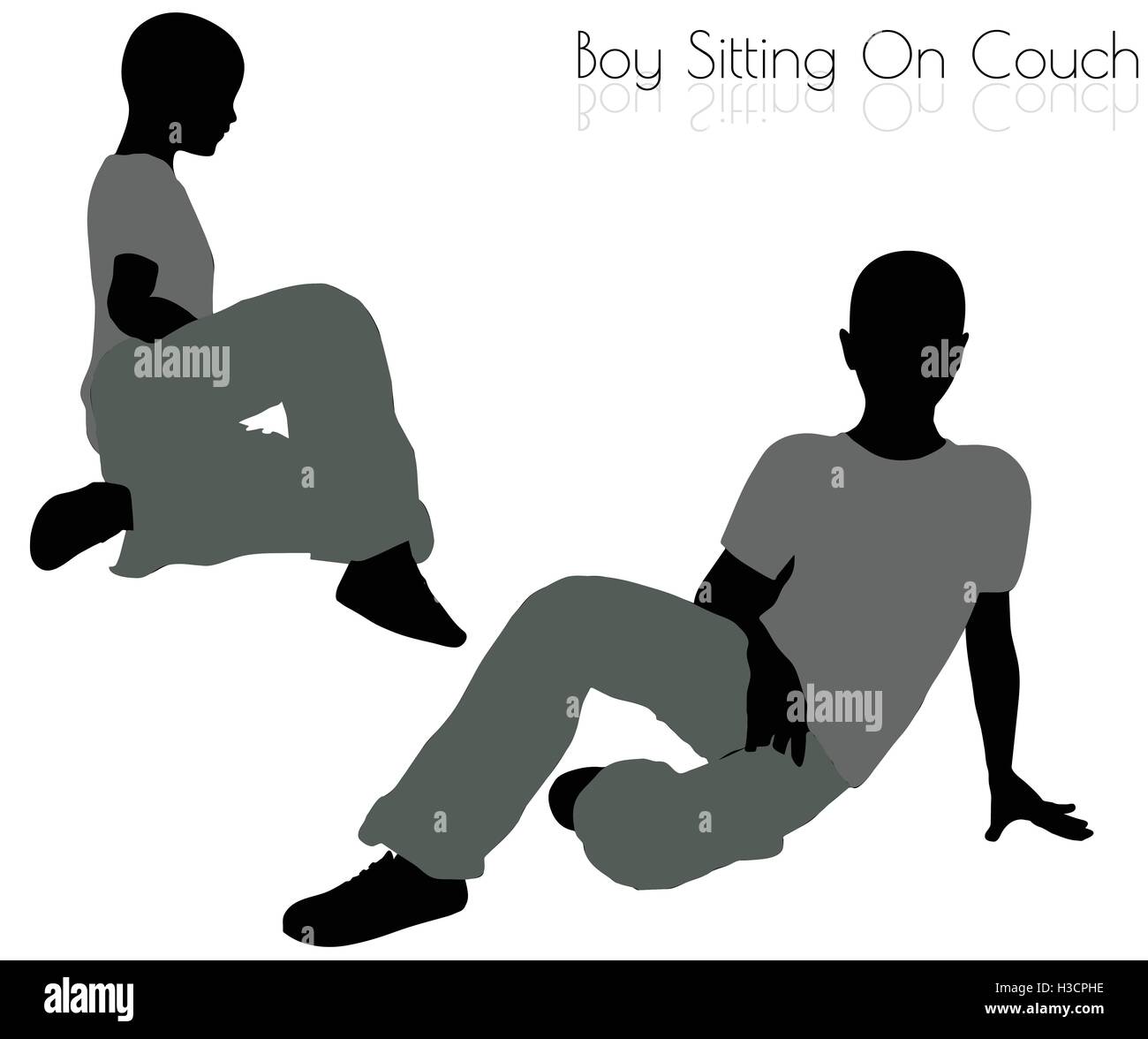 EPS 10 vector illustration of boy in Sitting pose on white background Stock Vector