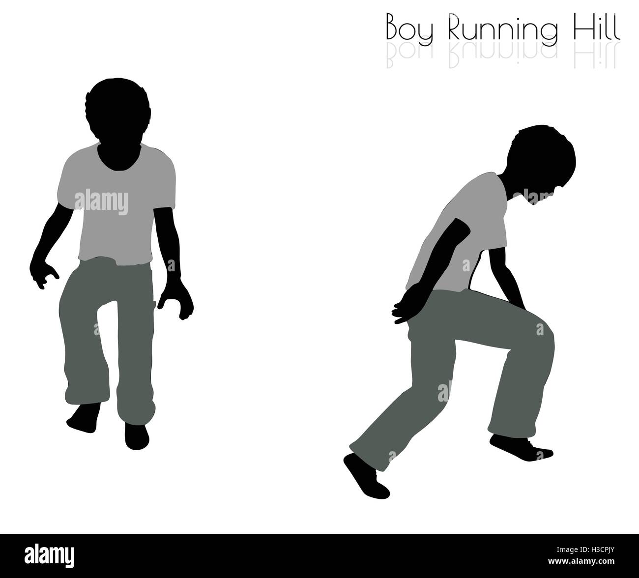 eps 10 vector illustration of boy in running pose on white background H3CPJY