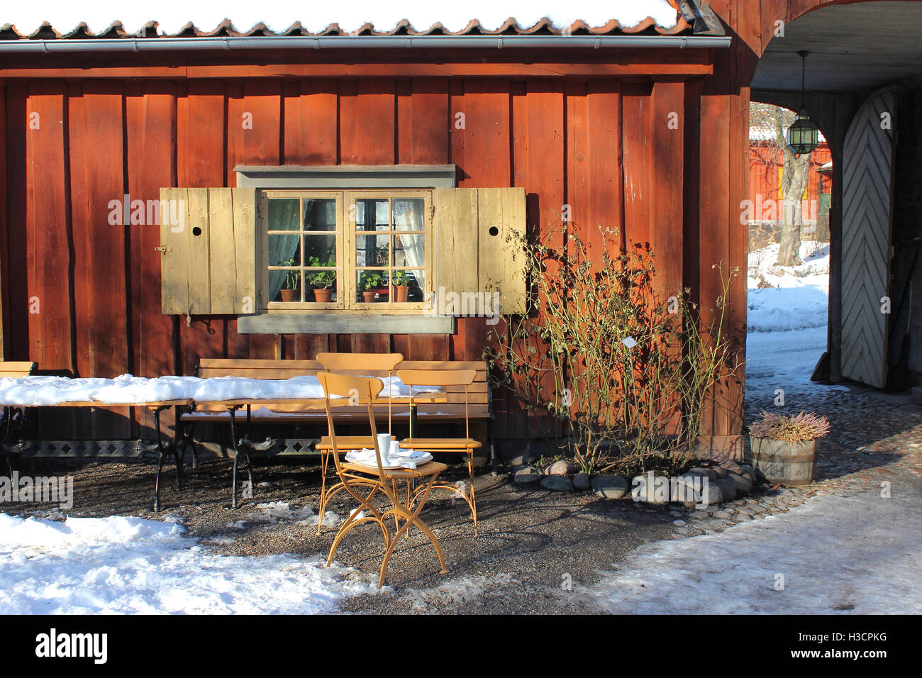 Cottage café at Skansen, Stockholm Stock Photo