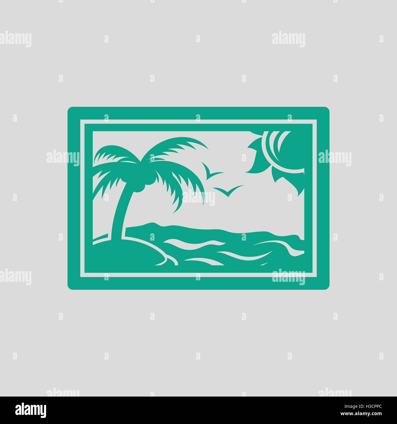 Landscape art icon. Gray background with green. Vector illustration. Stock Vector