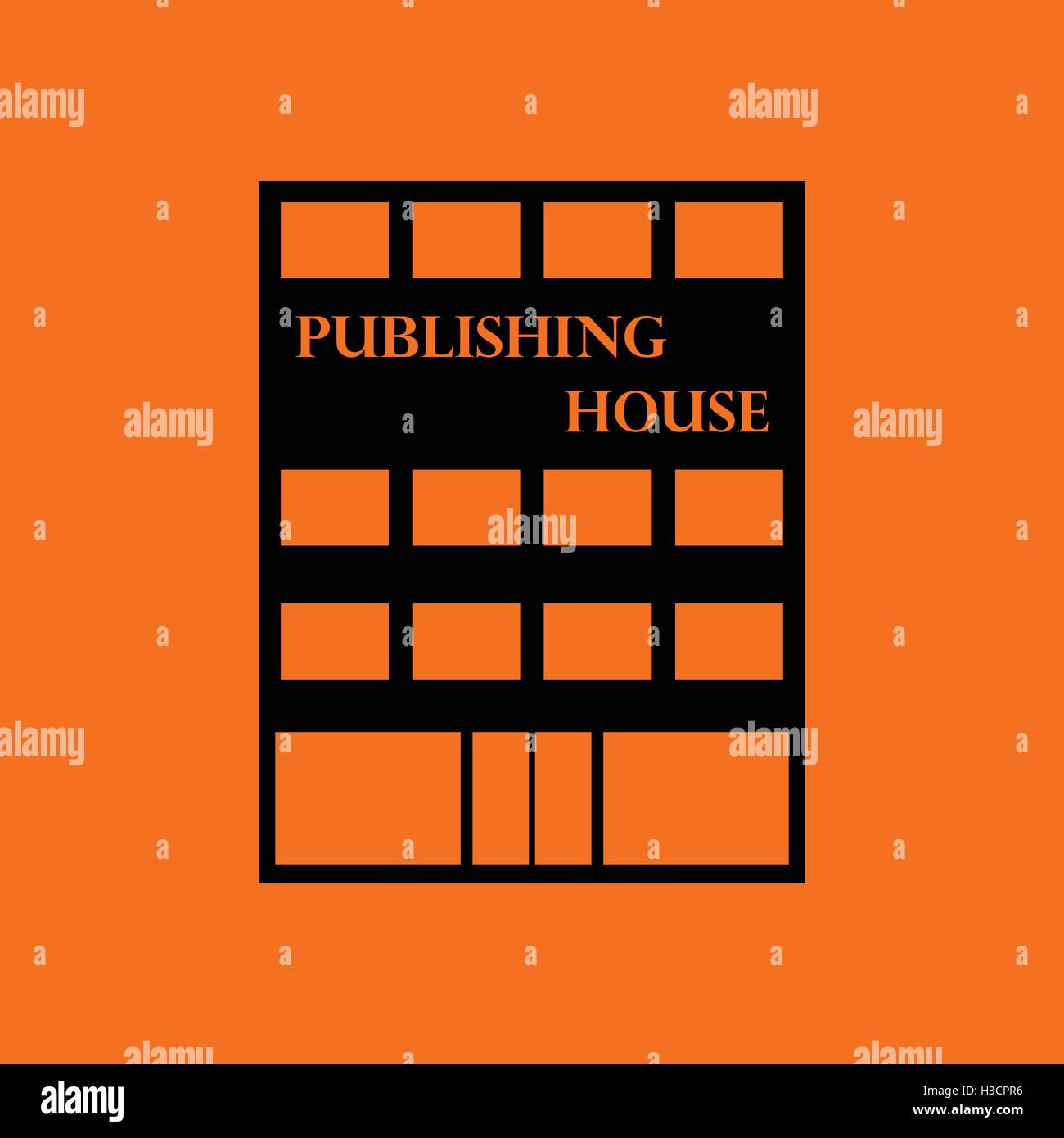 Publishing house icon. Orange background with black. Vector