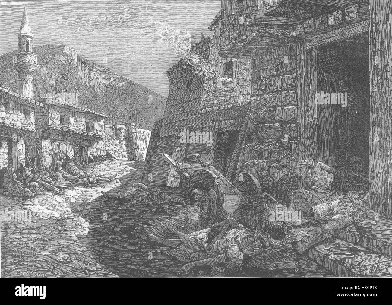 TURKEY The War Massacres at Bayezid, in Asia 1877. The Illustrated London News Stock Photo