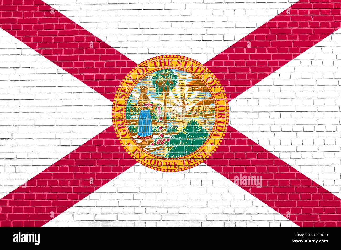 Floridian official flag, symbol. American patriotic element. USA banner. United States of America background. Stock Photo