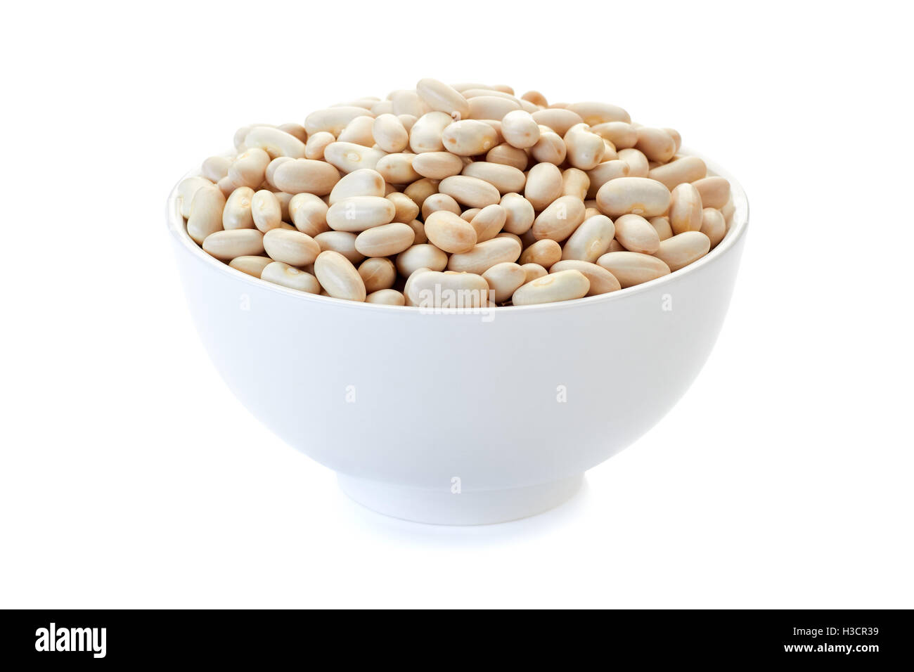Bowl with canellini beans on white Stock Photo