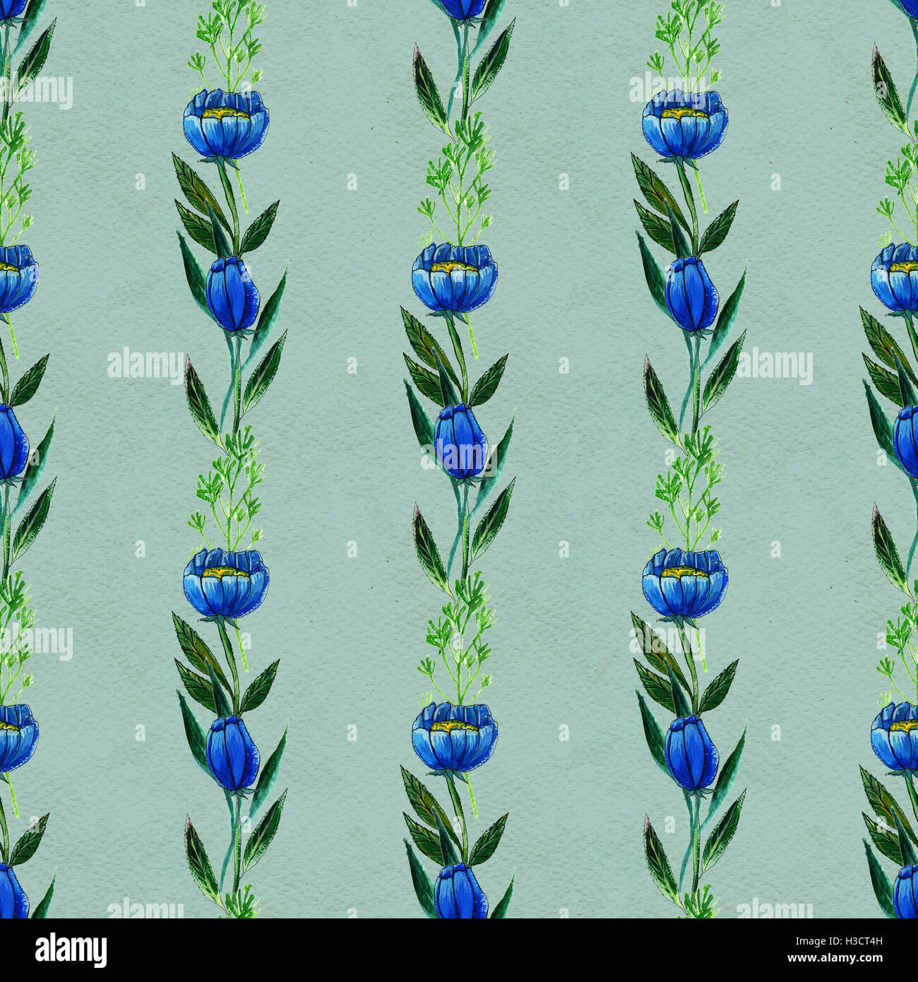 Seamless pattern with blue flowers Stock Photo - Alamy