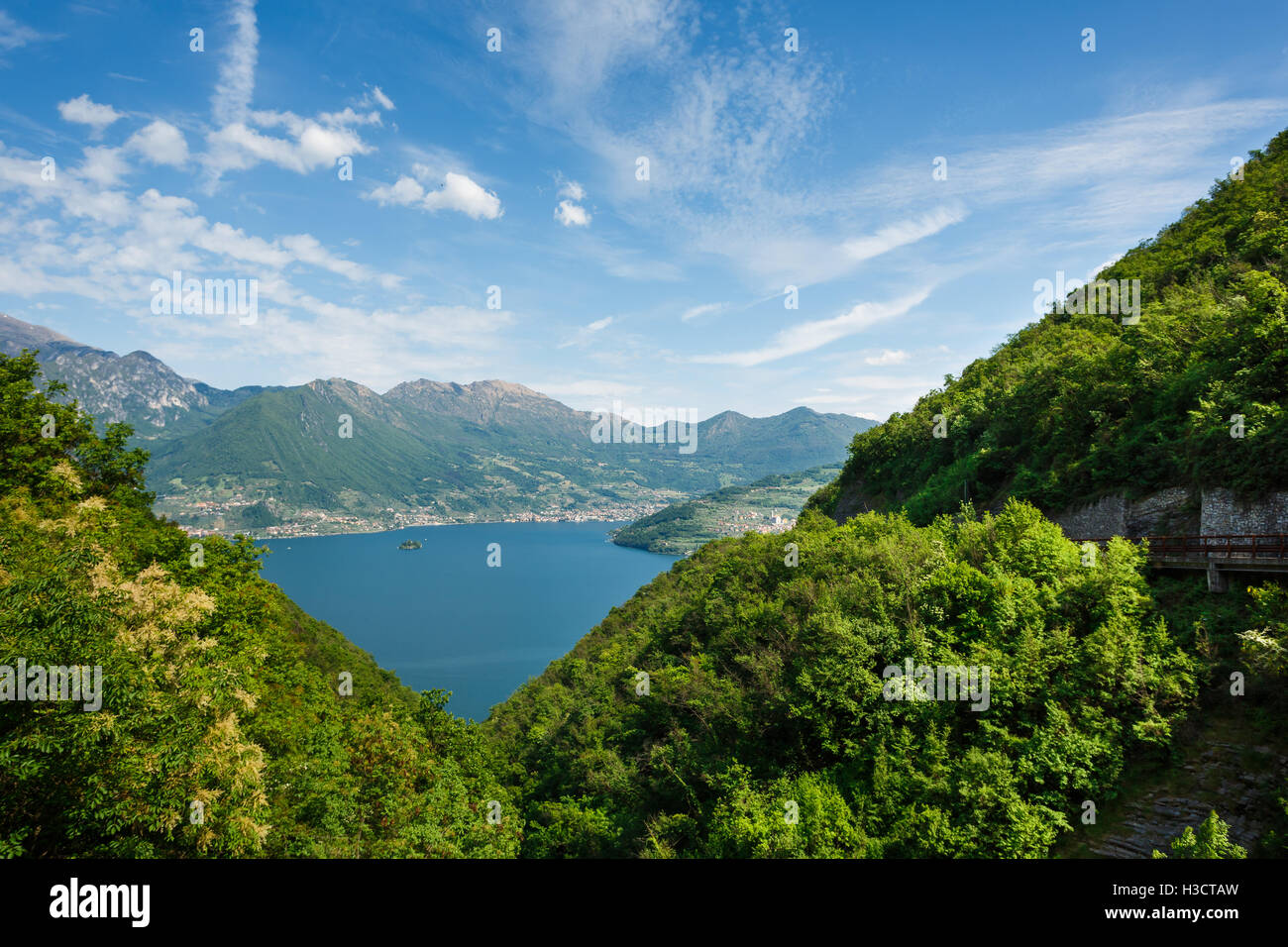 Landscape of Lake Iseo in North Italy Stock Photo