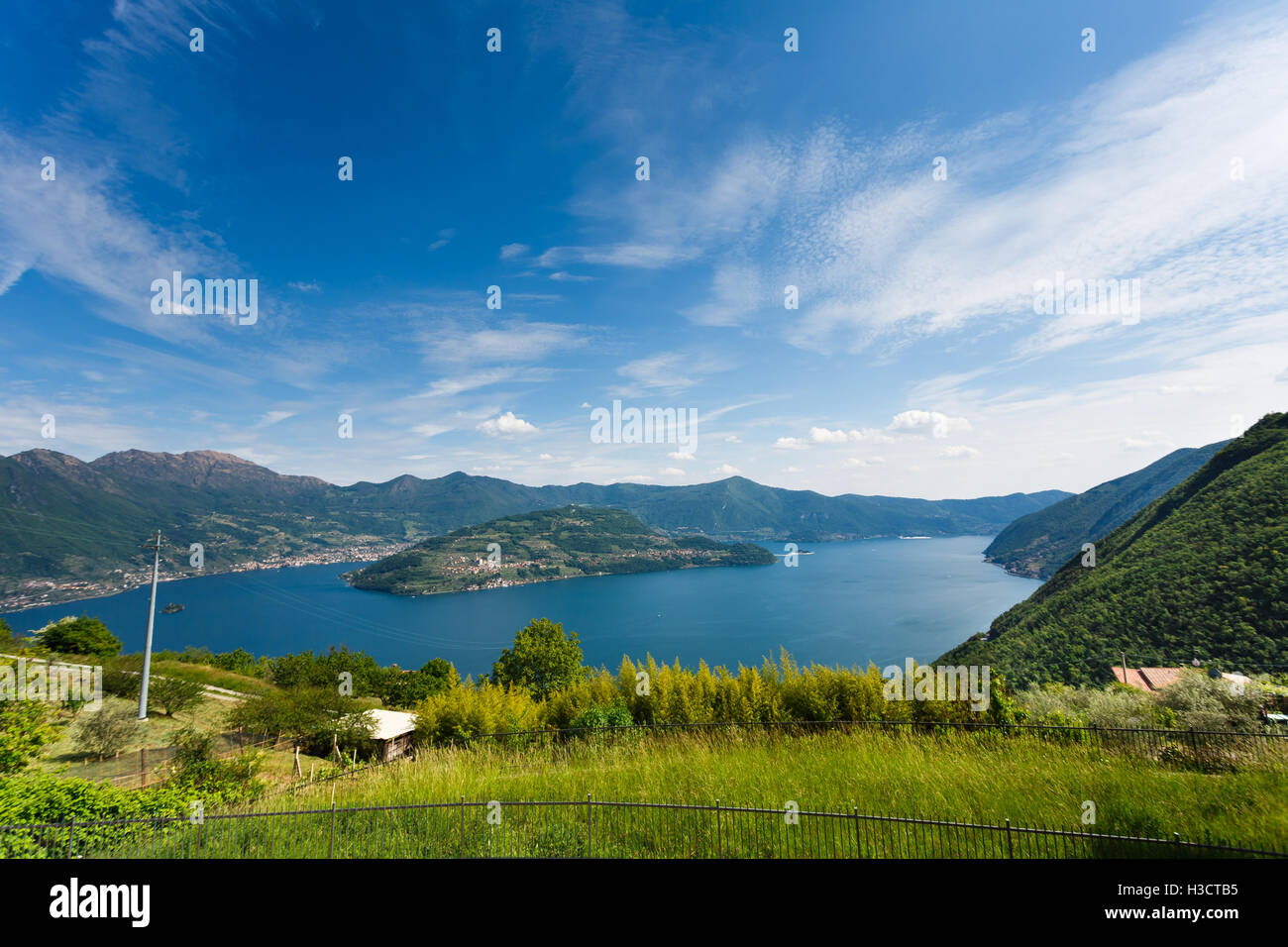 Landscape of Monte Isola Island in North Italy Stock Photo