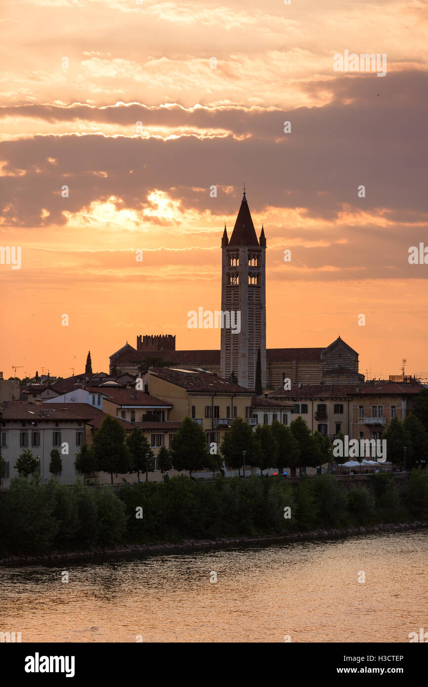 The tower of San Zeno Basilica in Verona, Italy Stock Photo Alamy