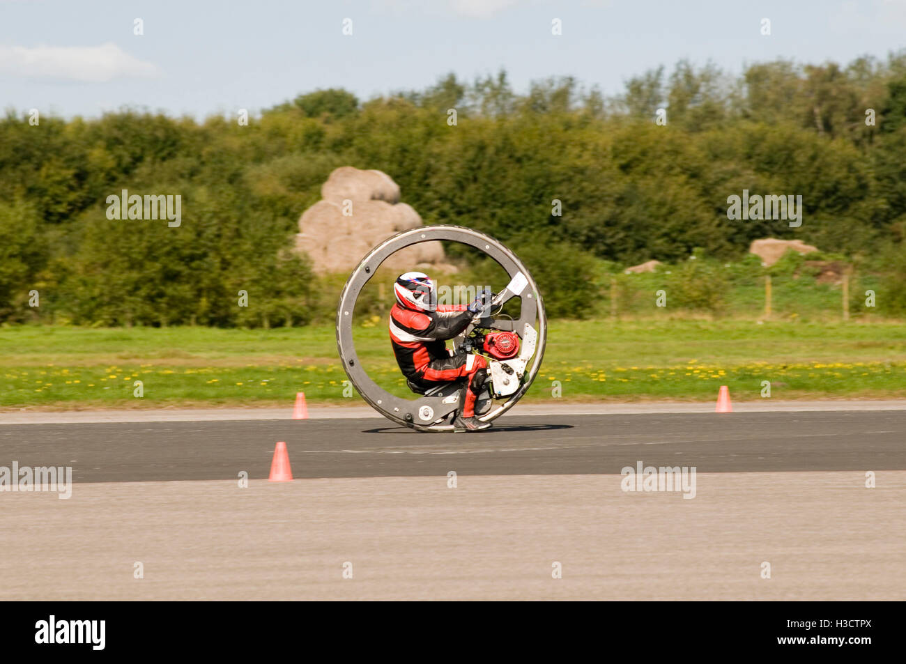 monowheel motorcycle with only one wheel Stock Photo