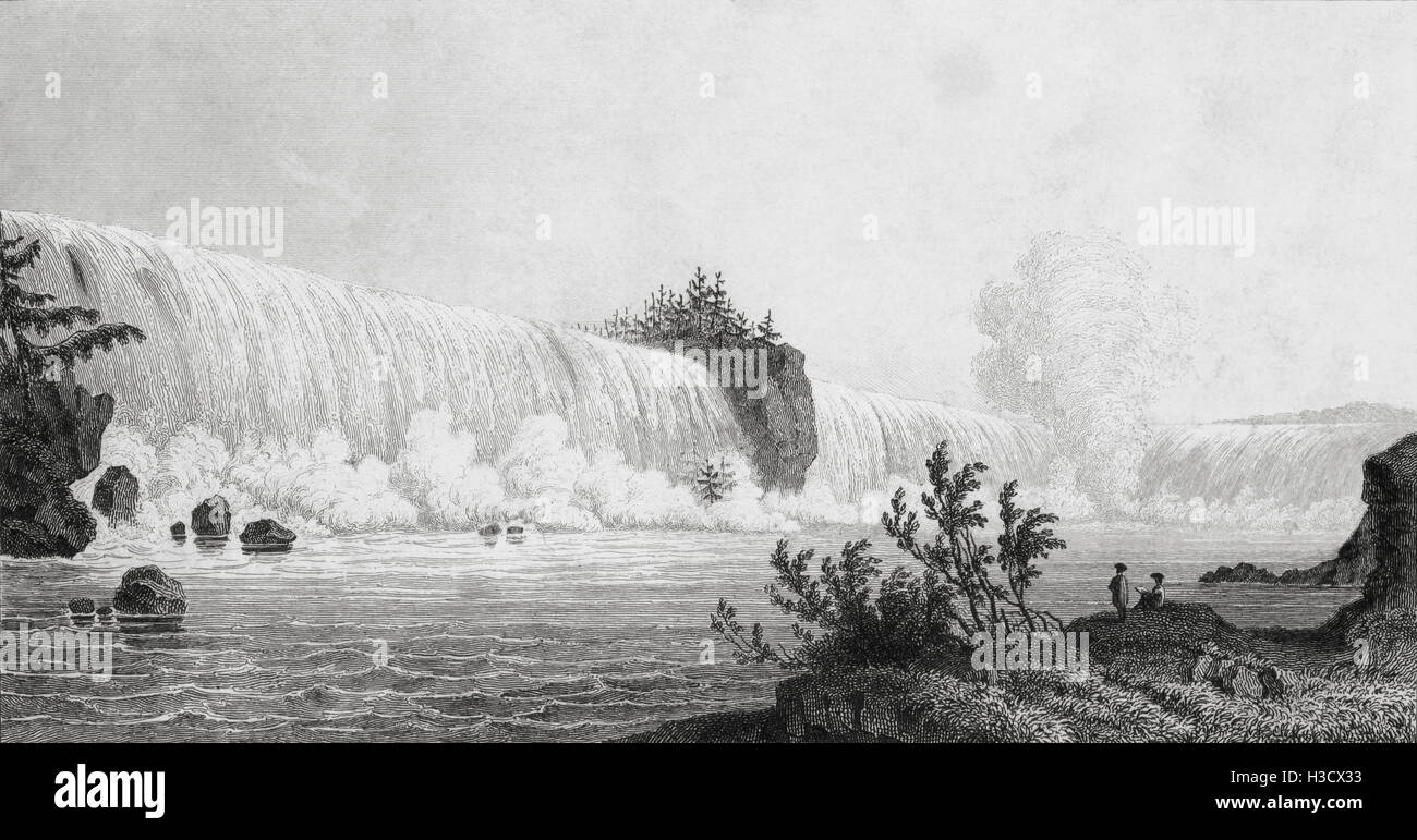 Niagara Falls, United States. 19th century steel engraving by Milbert and Nyon. Stock Photo